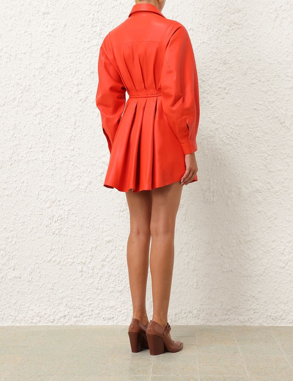 Zimmermann oc11z0525 Tranquillity Leather Mini Dress in Red Size S / US 4 / IT 40 - 4 Thumbnail