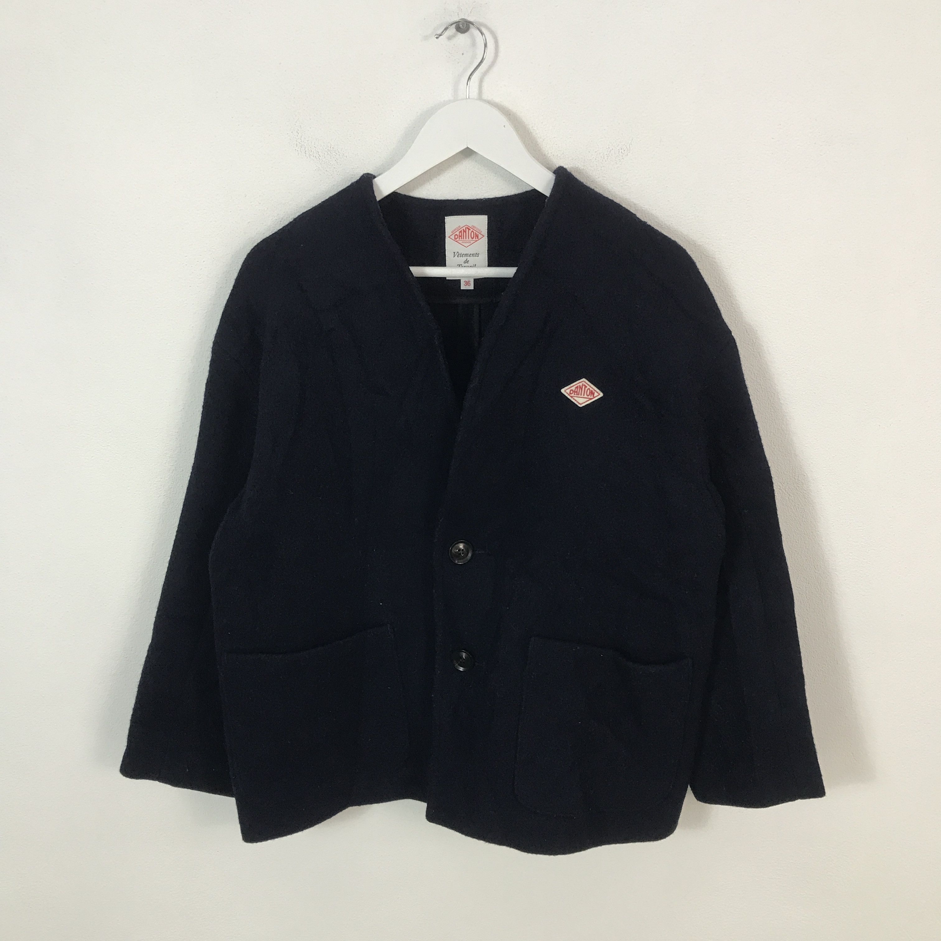 Danton Vtg Dantom Japan Wool button Design Kimono collar jacket Size US L / EU 52-54 / 3 - 1 Thumbnail