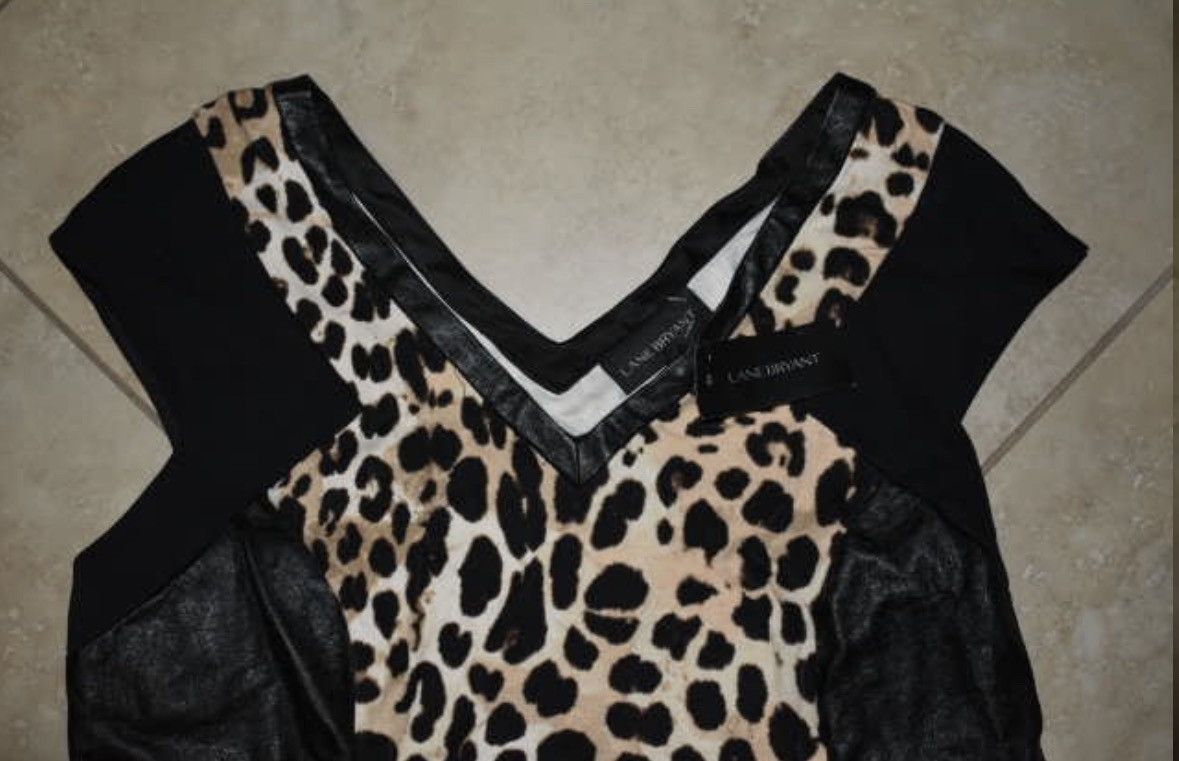 Other NWT Lane Bryant Cheetah Print Pleather Sleeveless Dress Size L / US 10 / IT 46 - 2 Thumbnail