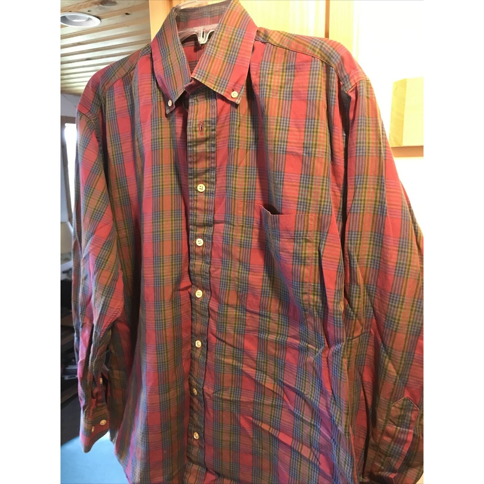 Burberry Burberry London Men’s M Red Plaid Long Sleeve Cotton Shirt Size US M / EU 48-50 / 2 - 5 Thumbnail