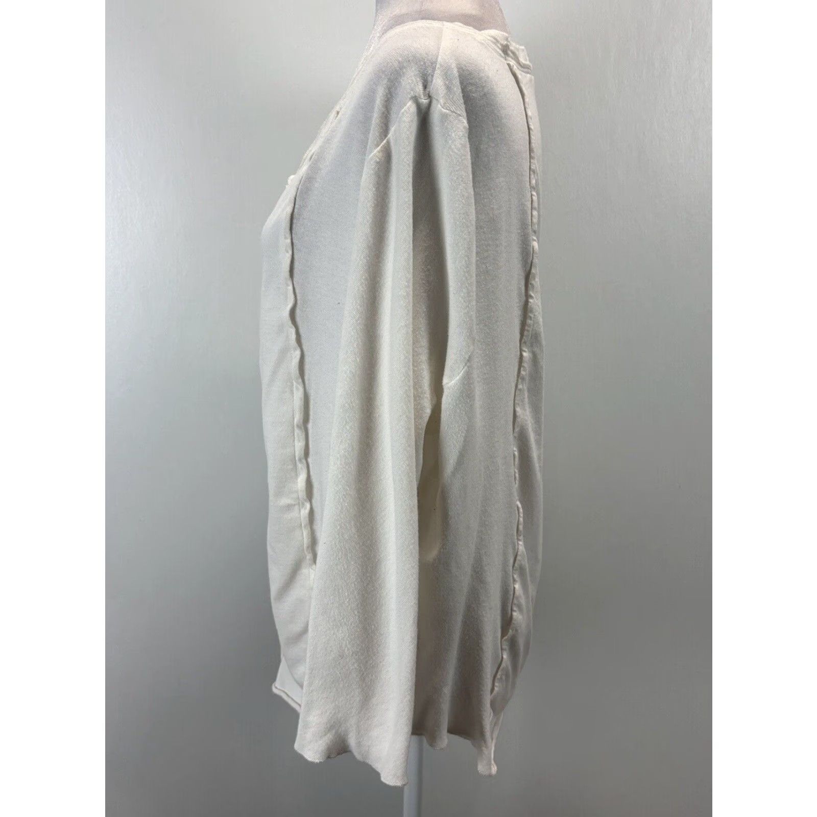 Soft Surroundings VINTAGE Soft Surroundings Women's Casual Long Sleeve Snap Front Top Shirt 1X Ivory Cotton Blend Plus Size Size XL / US 12-14 / IT 48-50 - 2 Thumbnail