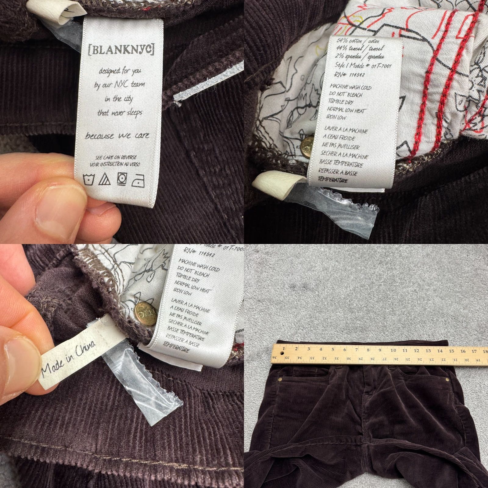 Vintage BLANKNYC Mid Rise Slim Fit Corduroy Pants Womens 28 Dark Brown 5-Pocket Stretch Size 28" / US 6 / IT 42 - 8 Thumbnail
