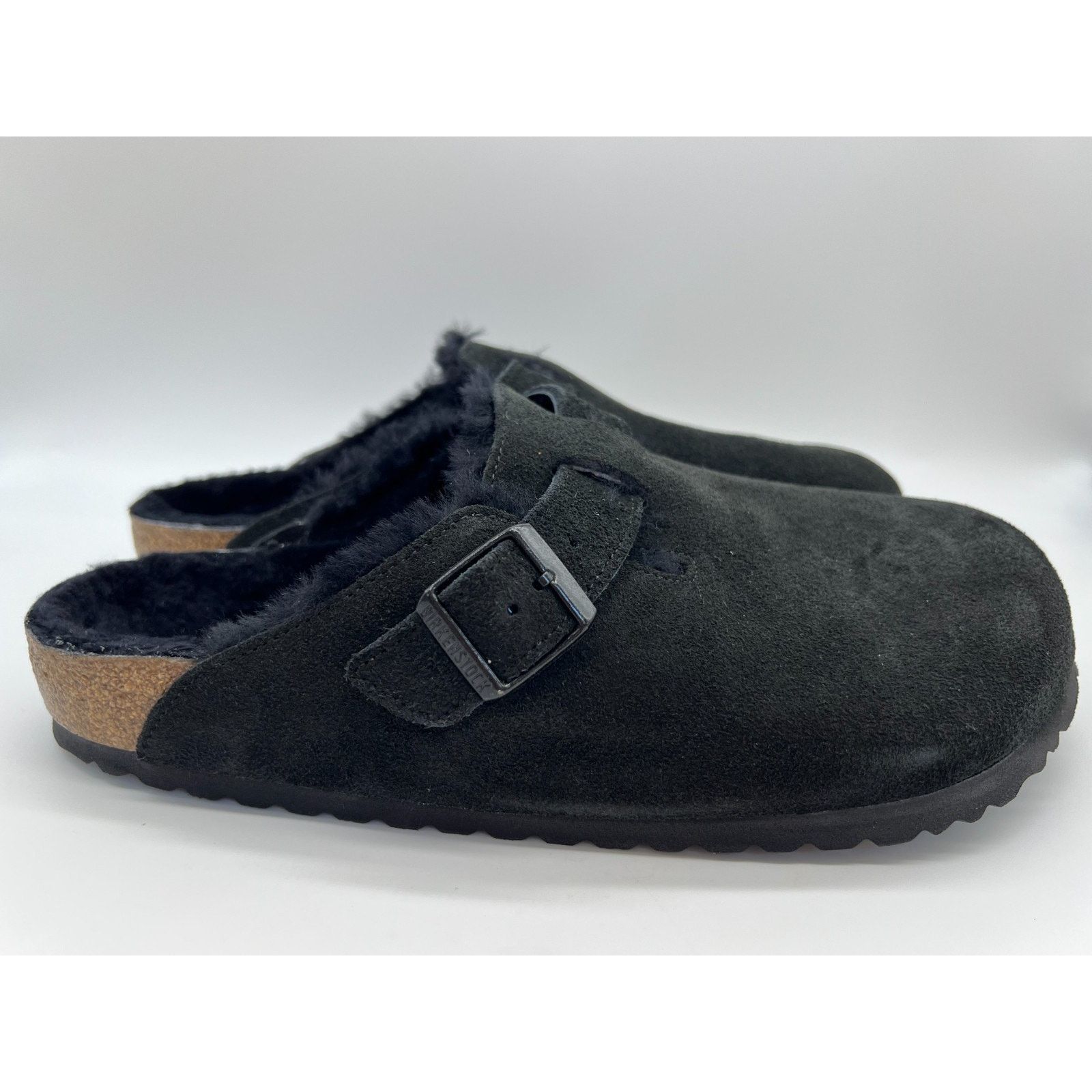 Birkenstock Boston Shearling Black Suede Leather Men Size 11