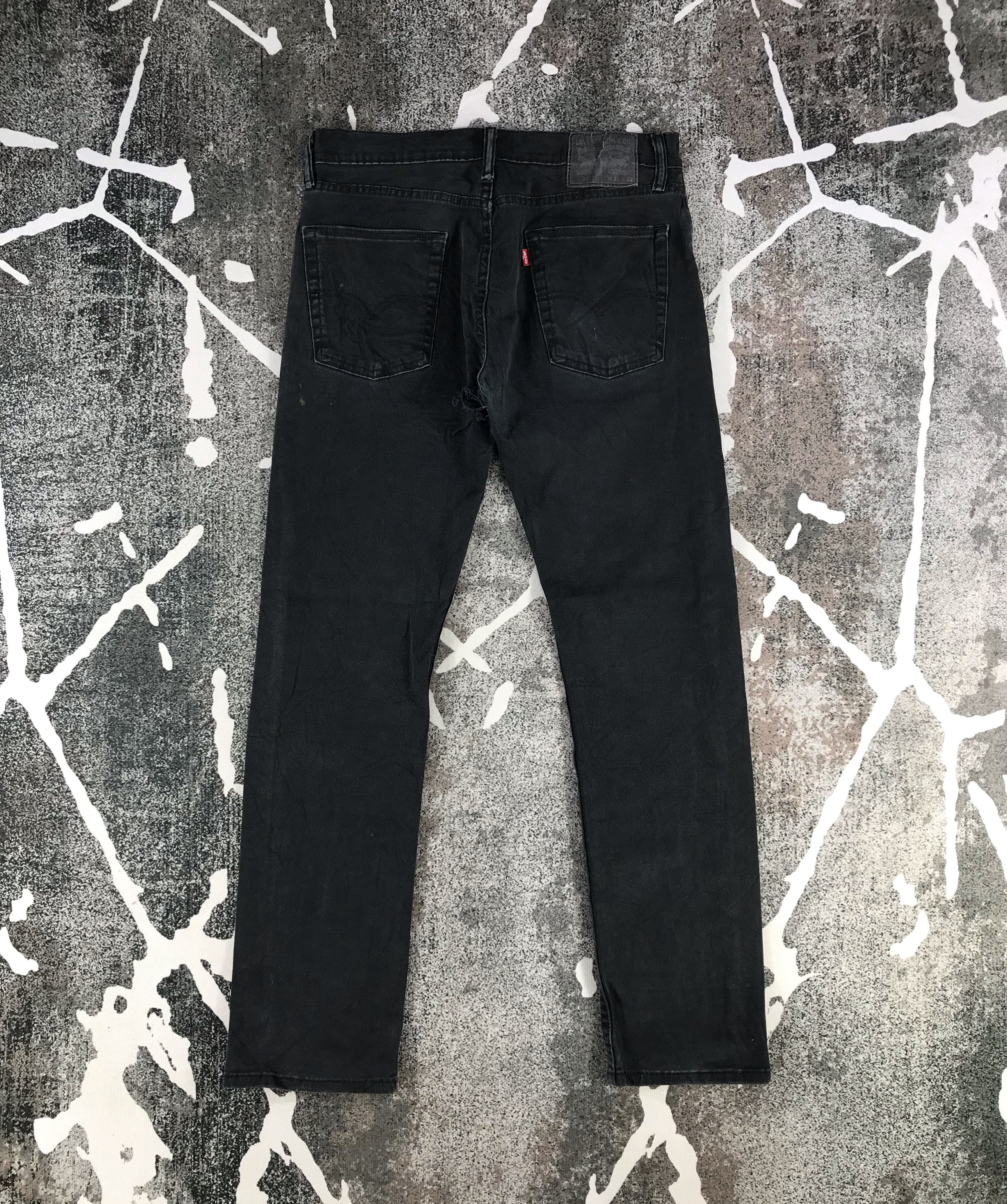 Levi's Levis 513 Jeans Distress Black Denim KJ979 Size US 33 - 2 Thumbnail