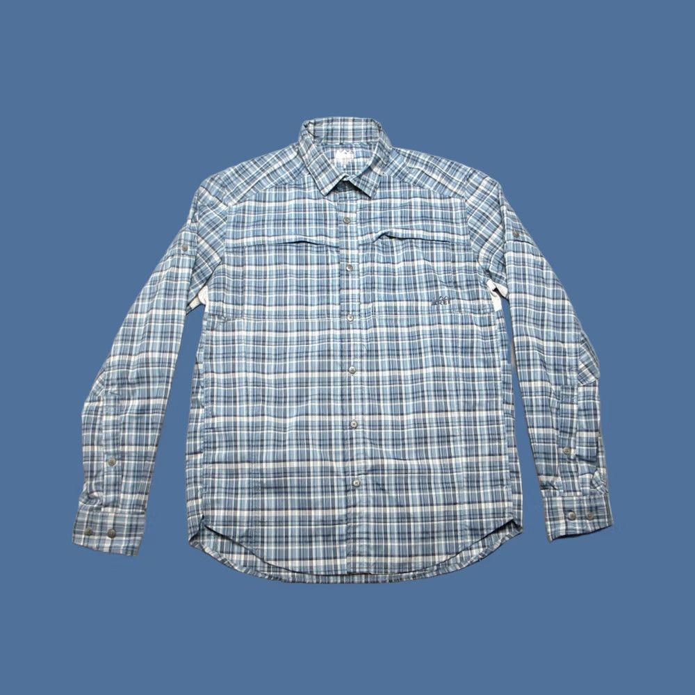 Vintage REI Shirt Mens S Blue Plaid Stretch Roll Tab Sleeve Button Up Vented Breather All Seasons Casual Workwear Shirt Men Size US S / EU 44-46 / 1 - 1 Thumbnail