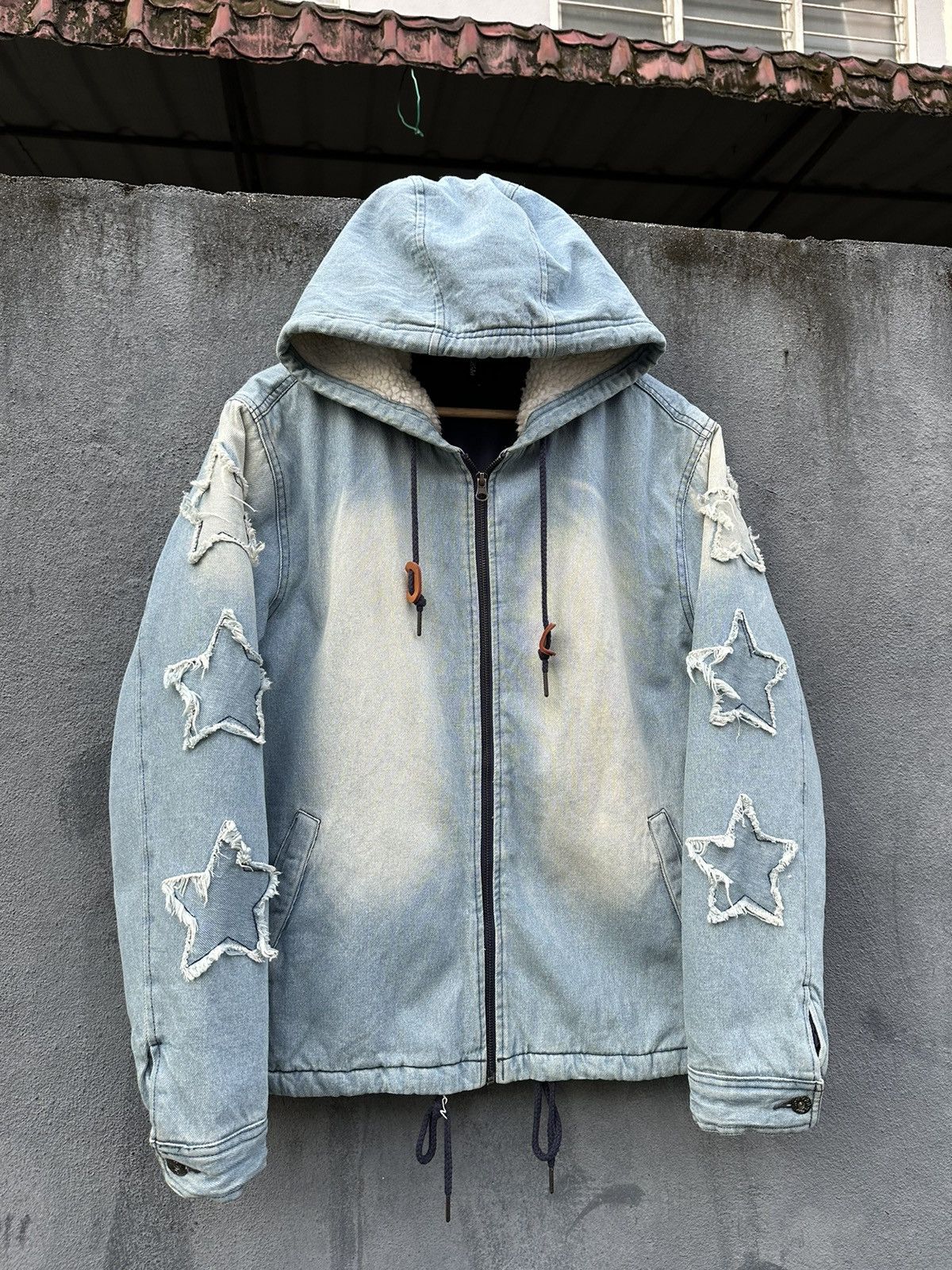 Vintage 👹Halham Fleece Hood Denim Bomber Jacket Size US L / EU 52-54 / 3 - 6 Thumbnail