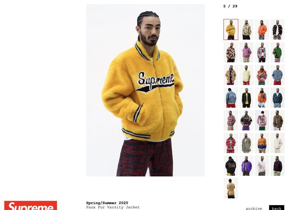 Supreme Supreme SS20 Faux Fur Varsity Jacket Yellow Size US XL / EU 56 / 4 - 7 Thumbnail