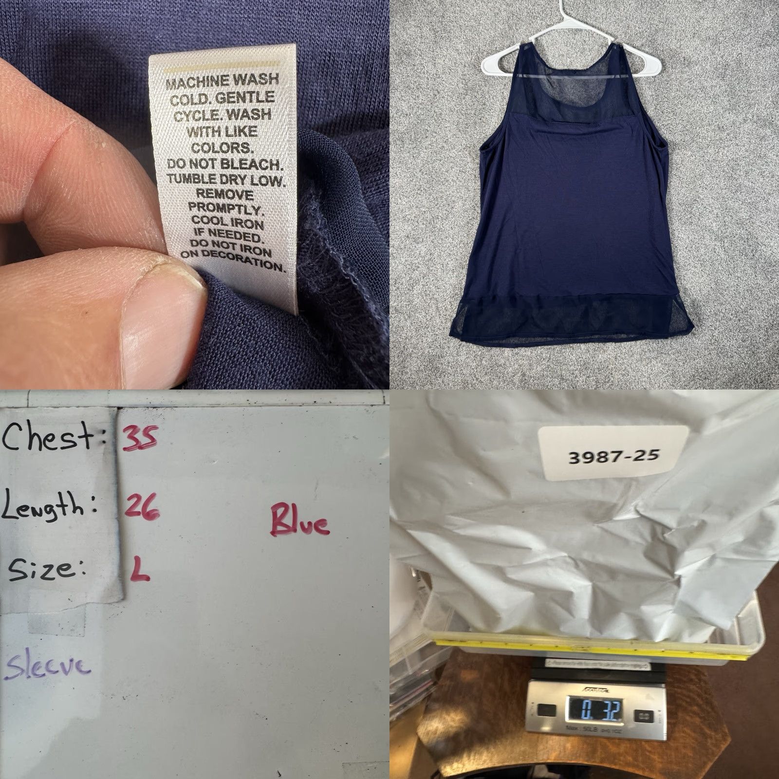 Vintage Cato Tank Top L Office Layering Romantic Chiffon Sheer Yoke and Hem Blue Polyester Rayon Vest/Top Women Tank Slim Regular Size L / US 10 / IT 46 - 8 Thumbnail