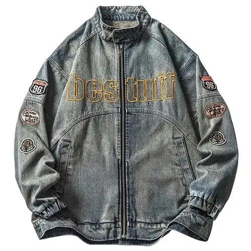 Japanese Brand × Vintage American vintage denim jacket bomber oversize y2k unisex Size US L / EU 52-54 / 3 - 2 Thumbnail
