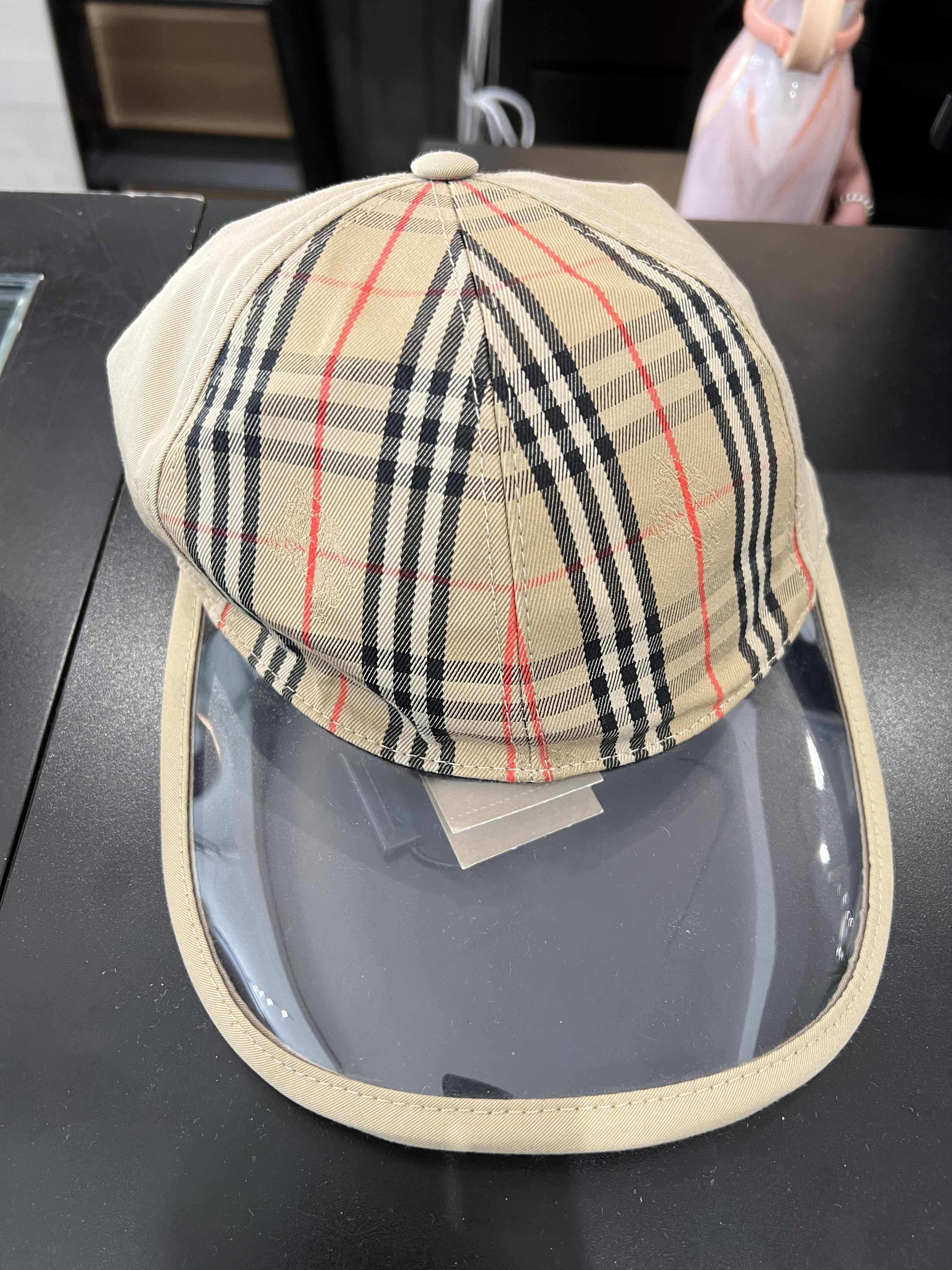 image of Burberry Nova Check Baseball Hat - Tan/clear - , Men's
