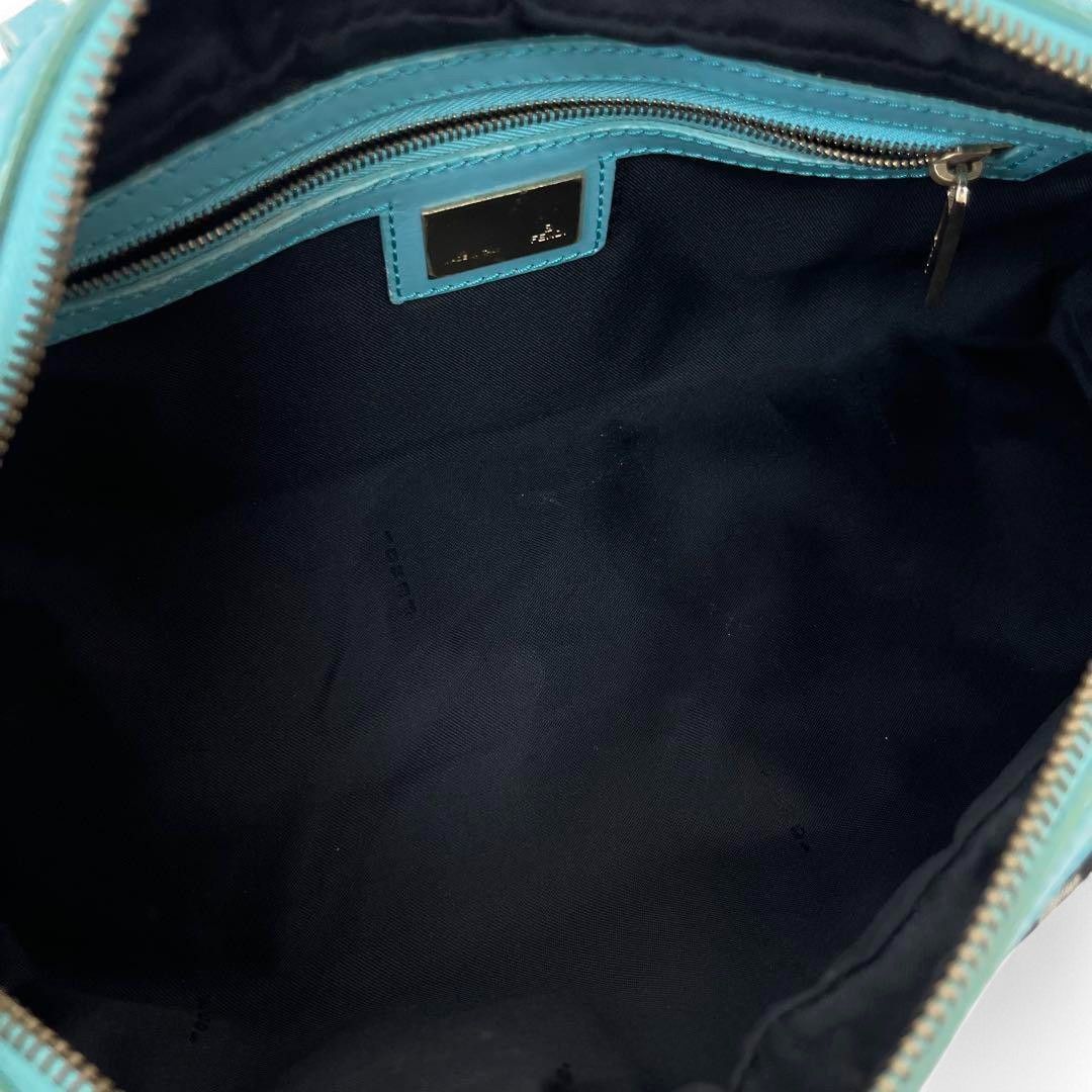 Fendi Fendi - Mini Boston Shoulder Bag Zucchino Zucca Turqoise Size ONE SIZE - 9 Thumbnail
