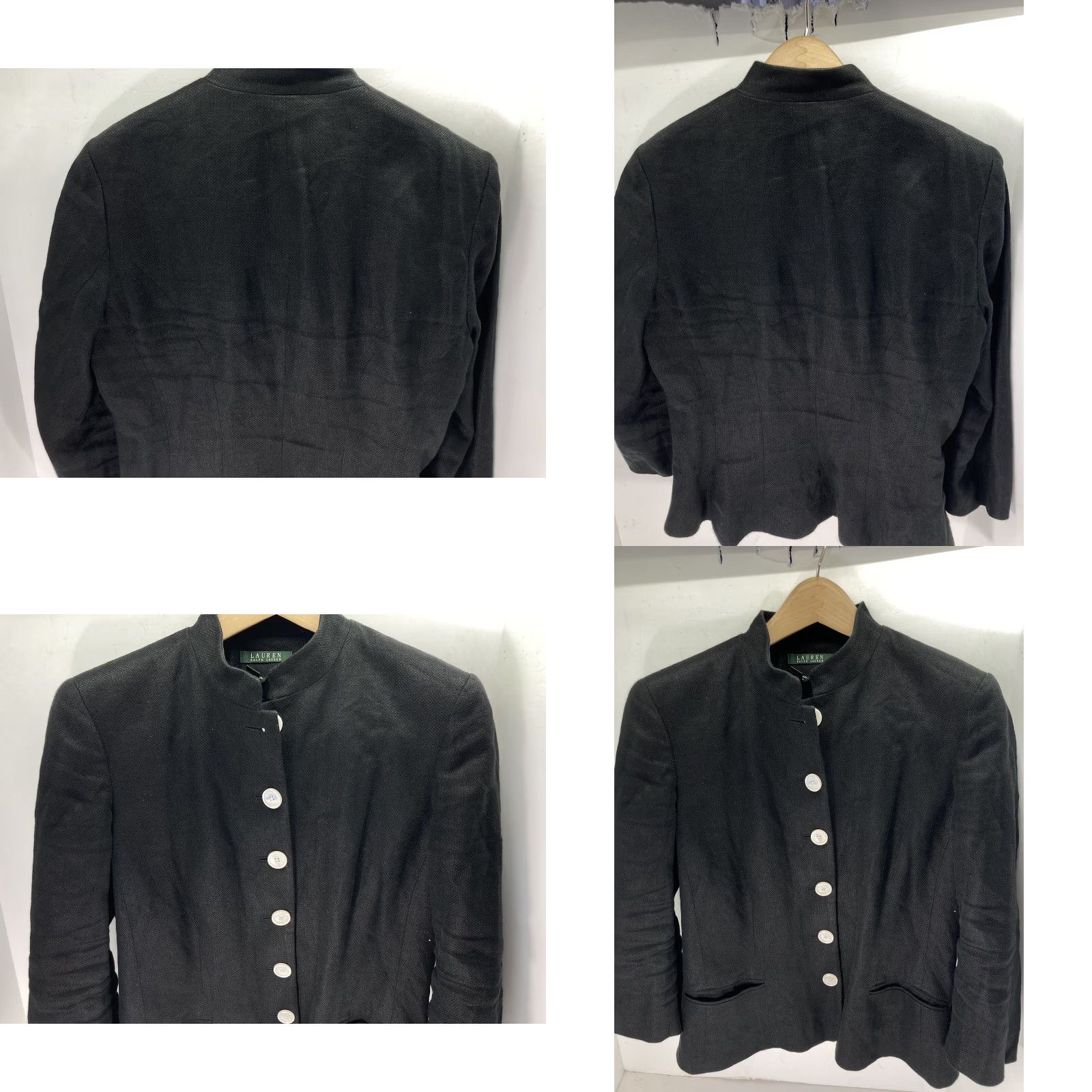 Ralph Lauren Lauren Ralph Lauren Linen Jacket Blazer Women Sz Medium Black Button Band Collar Size M / US 6-8 / IT 42-44 - 8 Thumbnail