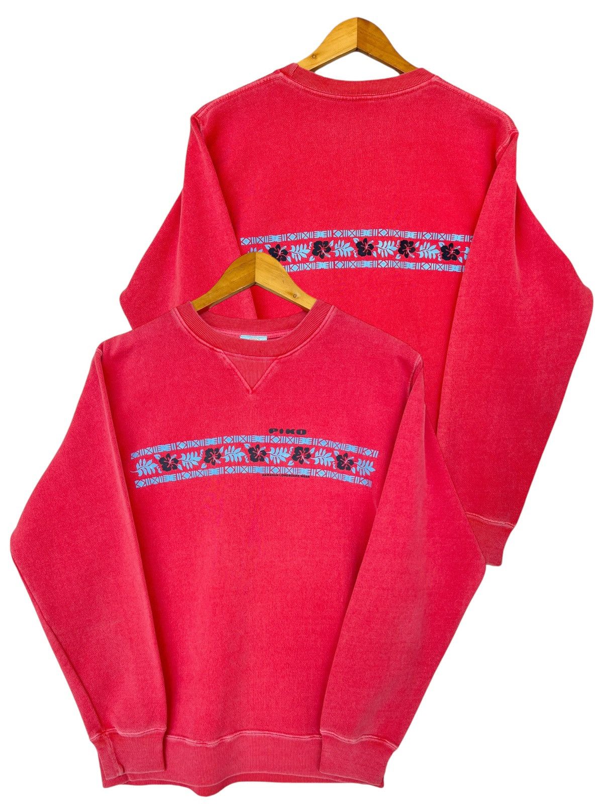 Vintage Vintage Piko Hawaii Floral Logo Sunfaded Red Sweatshirt Size M / US 6-8 / IT 42-44 - 1 Thumbnail