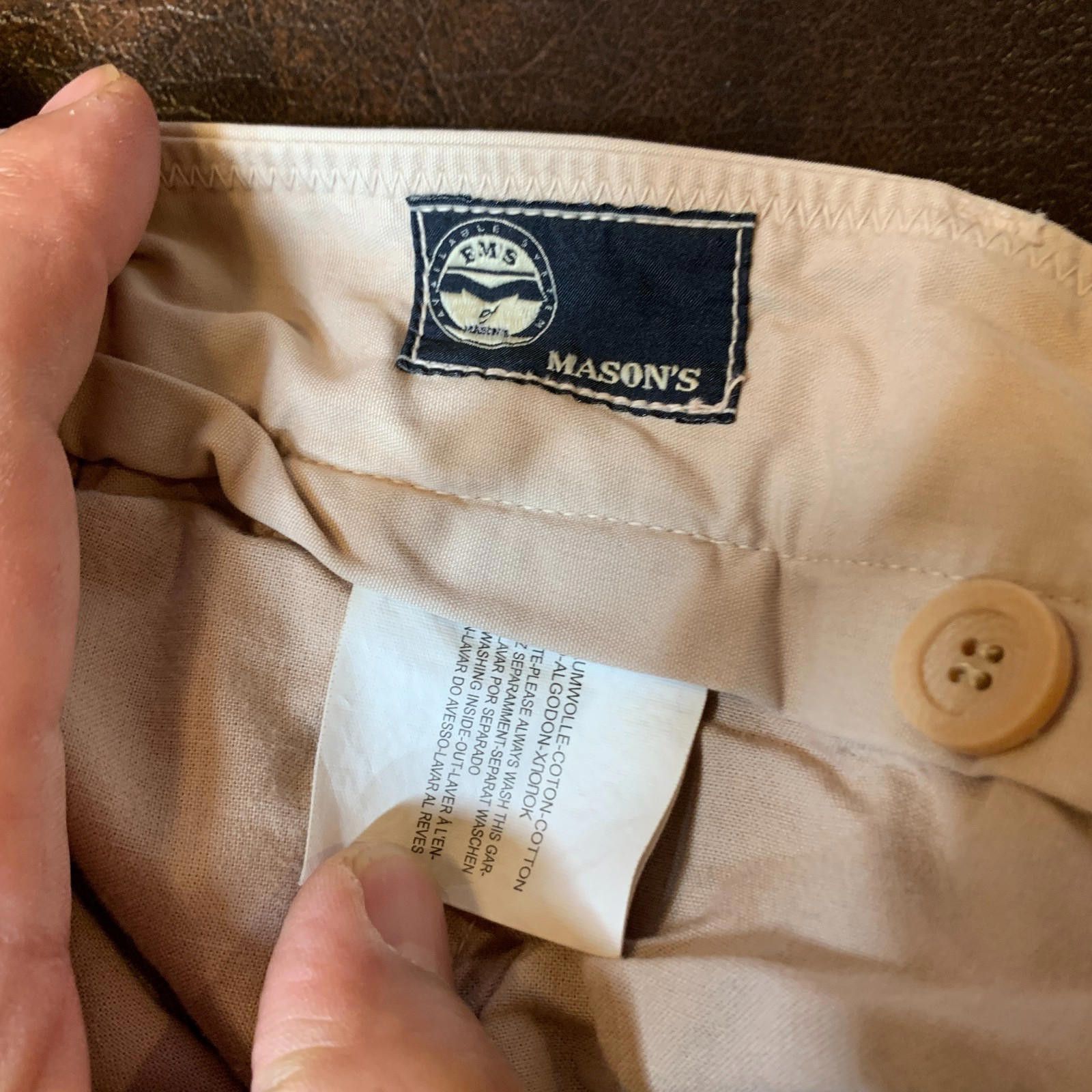 Mason's MENS Mason's Pants 50 34x31 Khaki Straight Leg Chino 321 Size US 34 / EU 50 - 5 Thumbnail
