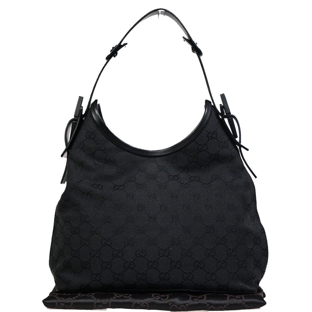 Gucci Hobo Black Canvas Handbag (Pre-Owned) Size ONE SIZE - 1 Thumbnail