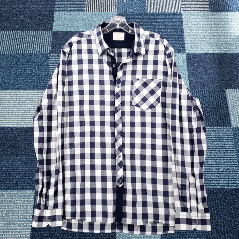 Vintage 7 Diamonds Button Up Shirt Mens Large Blue Gingham Long Sleeve Pocket Rip Tide Size US L / EU 52-54 / 3 - 1 Thumbnail