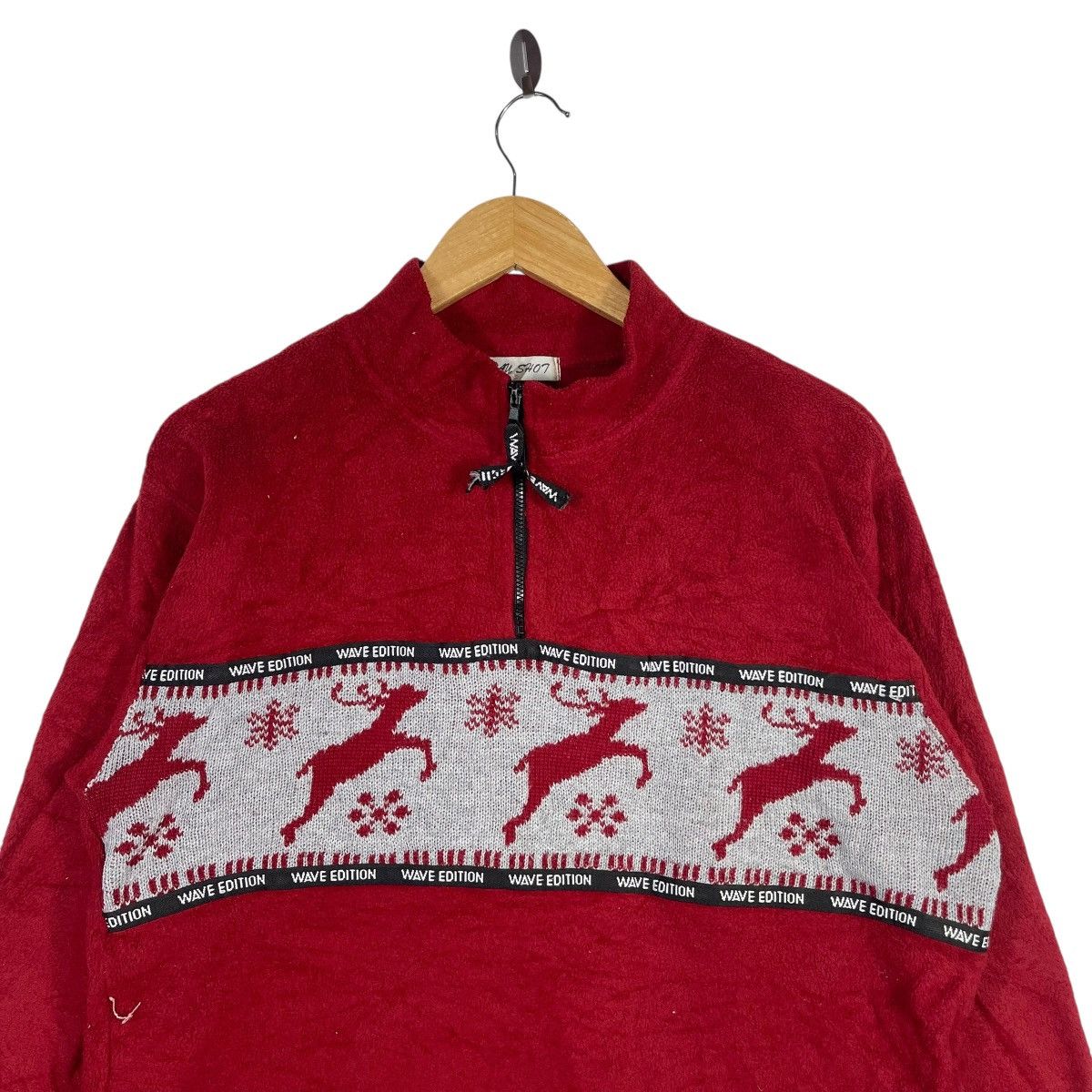 Vintage Wave Edition Knitwear Reindeer Pattern Half Zip Fleece Size US L / EU 52-54 / 3 - 2 Thumbnail