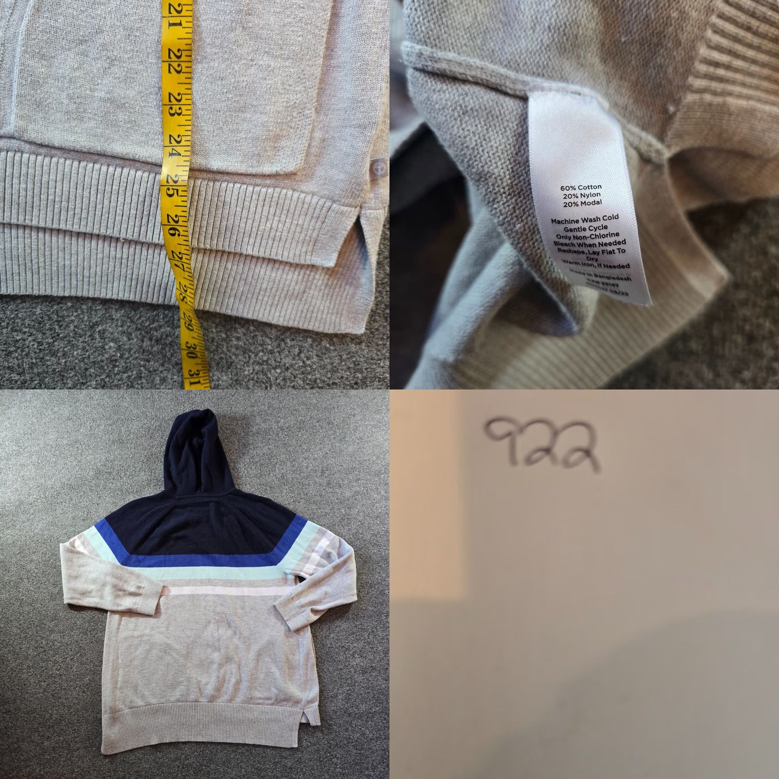 Talbots Talbots Sweater Womens Size XL Gray Blue Striped Knit Hoodie Pockets Casual Size XL / US 12-14 / IT 48-50 - 8 Thumbnail