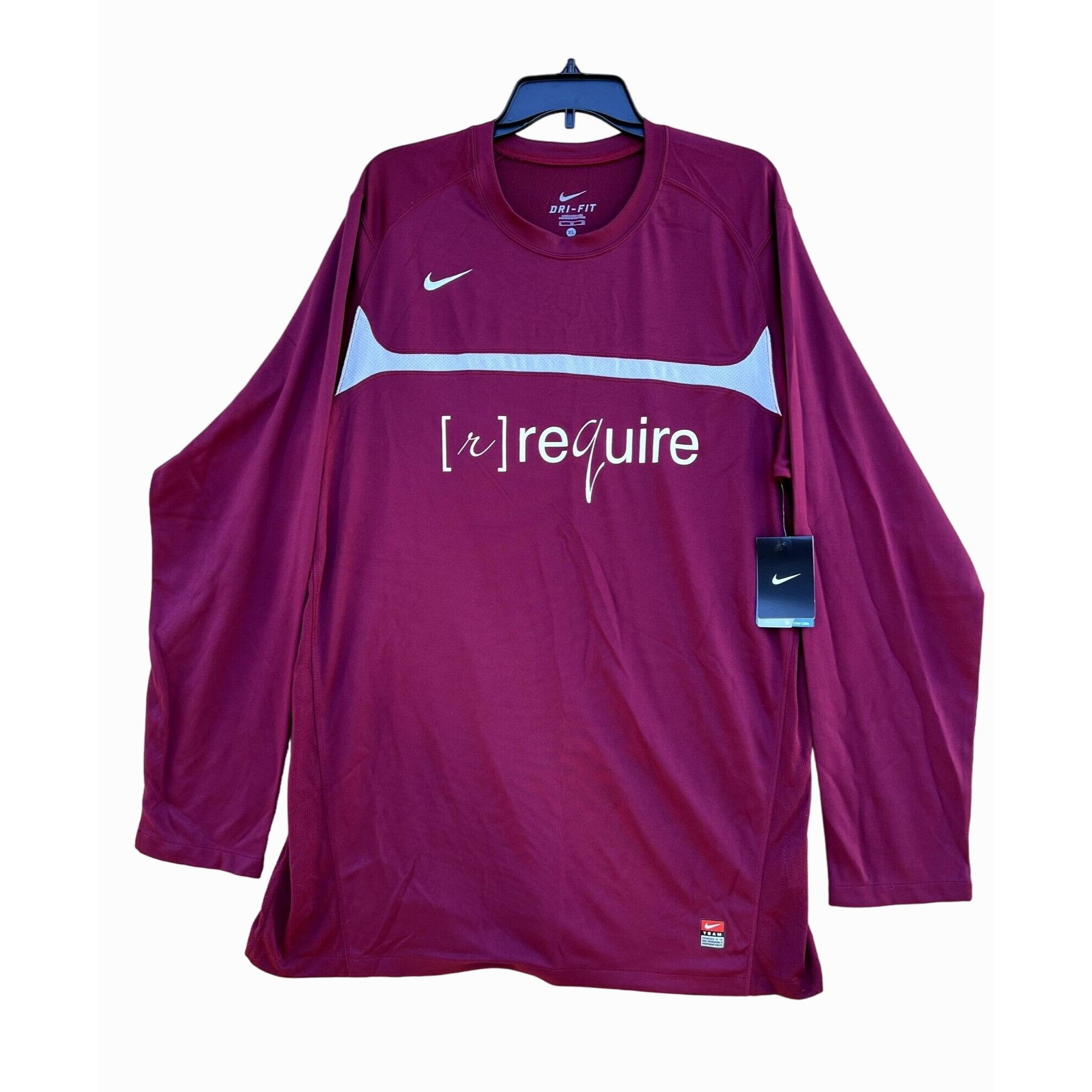 Nike Nike - Men's Dri-Fit Long Sleeve T-Shirt - Burgundy - Extra Size US XL / EU 56 / 4 - 1 Thumbnail