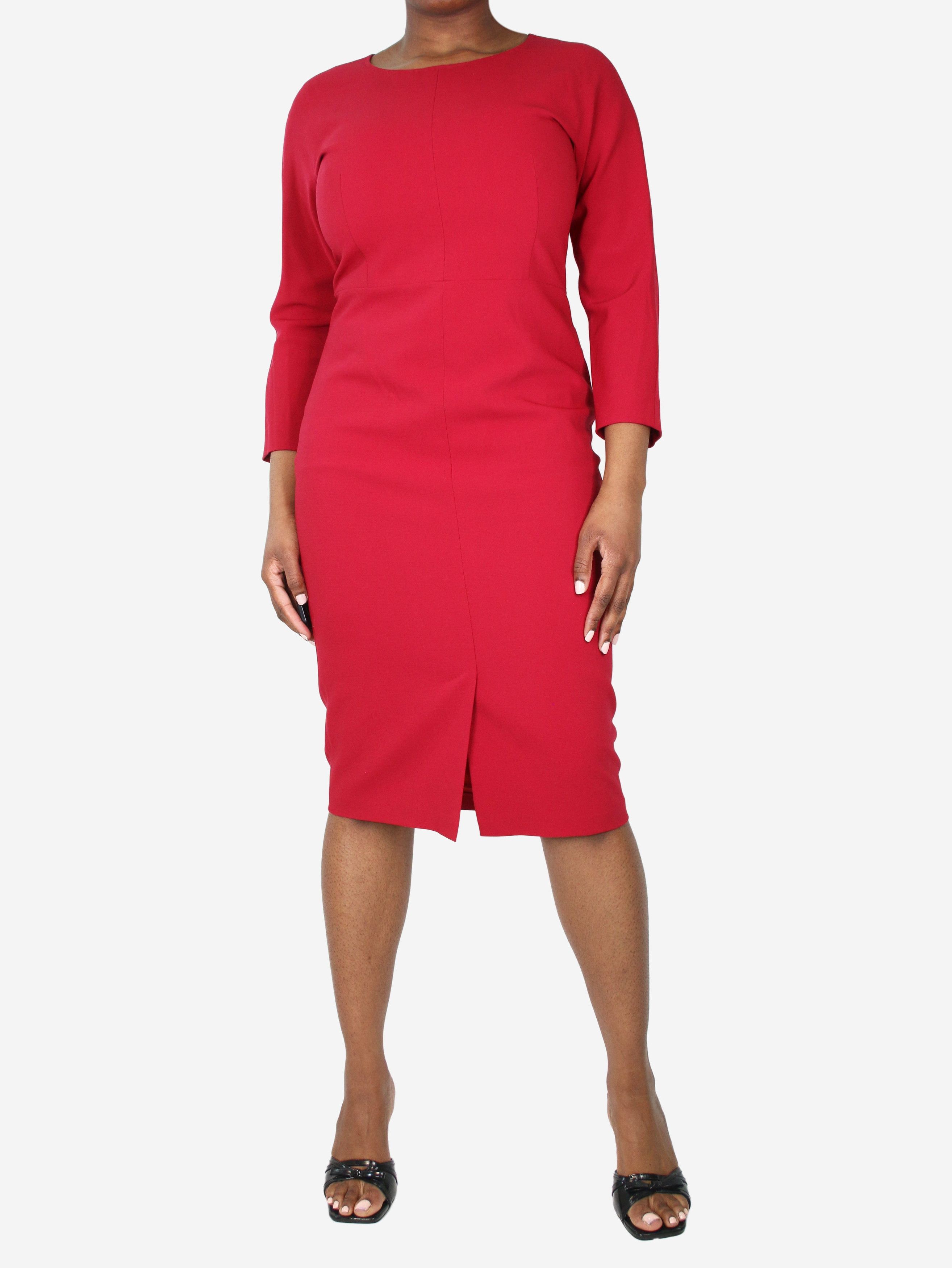 image of Max Mara Red Fitted Midi Dress - Size, Women's