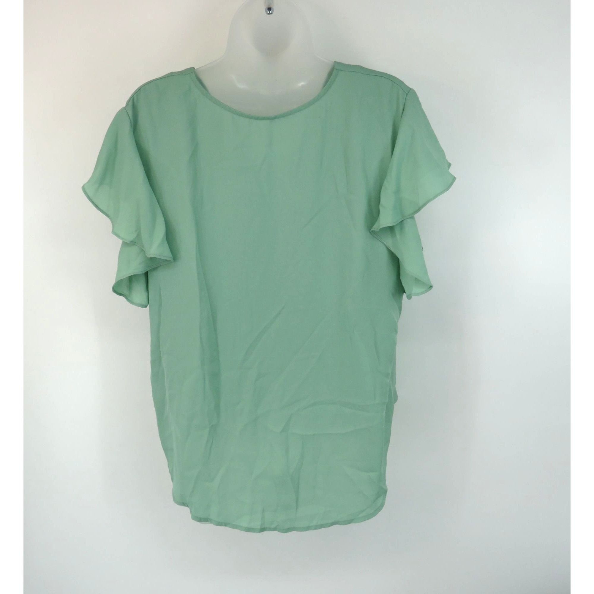 Other Mint Green Women's Ruffle Sleeve Button-Down Blouse XL NWOT Size XL / US 12-14 / IT 48-50 - 3 Thumbnail