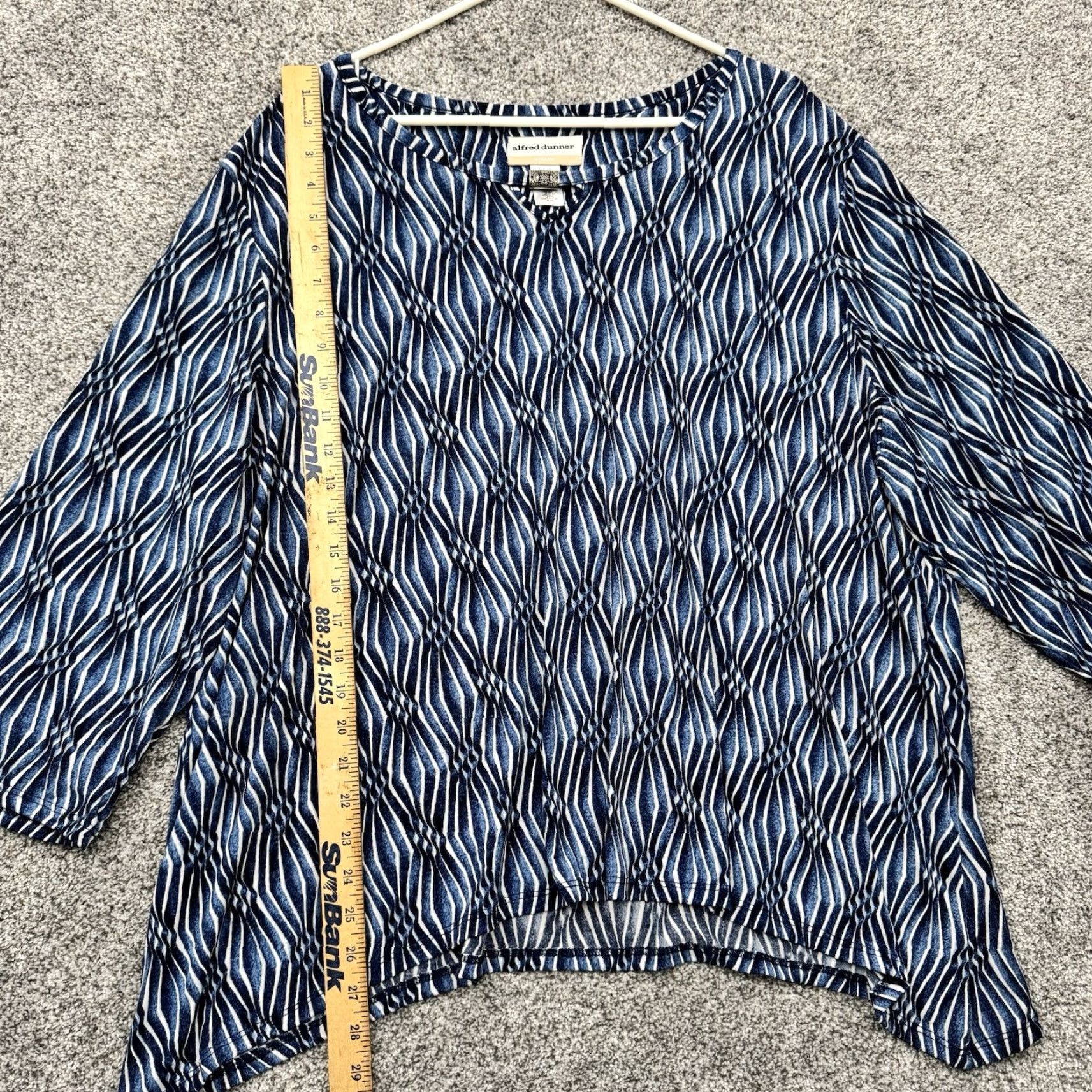 Vintage Alfred Dunner Blouse Womens 3X Plus Abstract Lagenlook Boho Flowy Buckle Blue 2010s Mens? Size XXL / US 16-18 / IT 52-54 - 2 Thumbnail