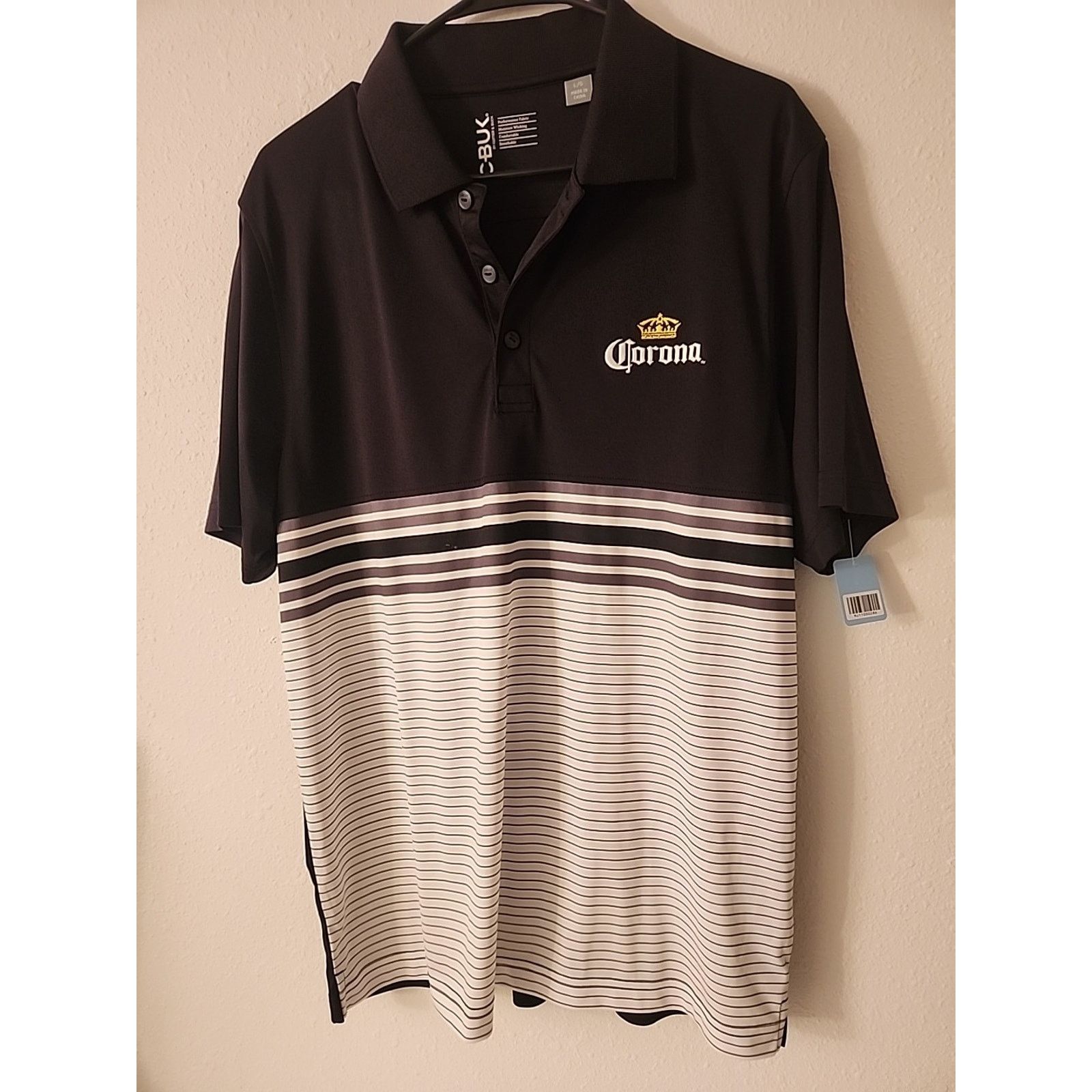 Other Corona Multicolor Golf Polo Black and Striped Mens dry fit Size US L / EU 52-54 / 3 - 3 Thumbnail