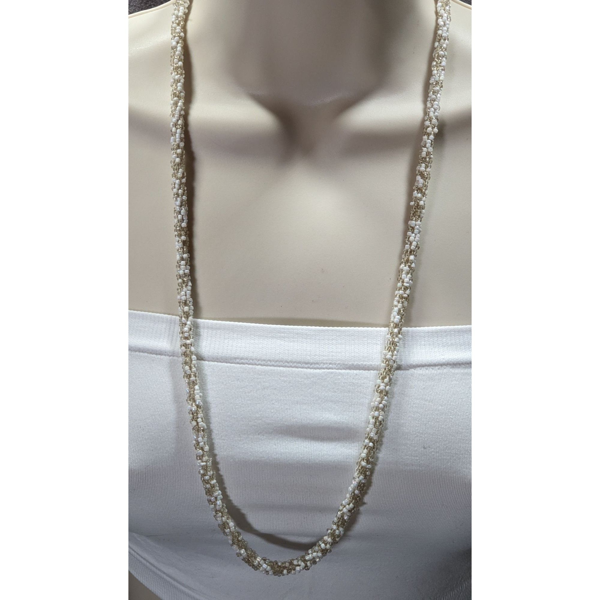 Other Clear And White Glass Beaded Rope Necklace Size ONE SIZE - 6 Thumbnail