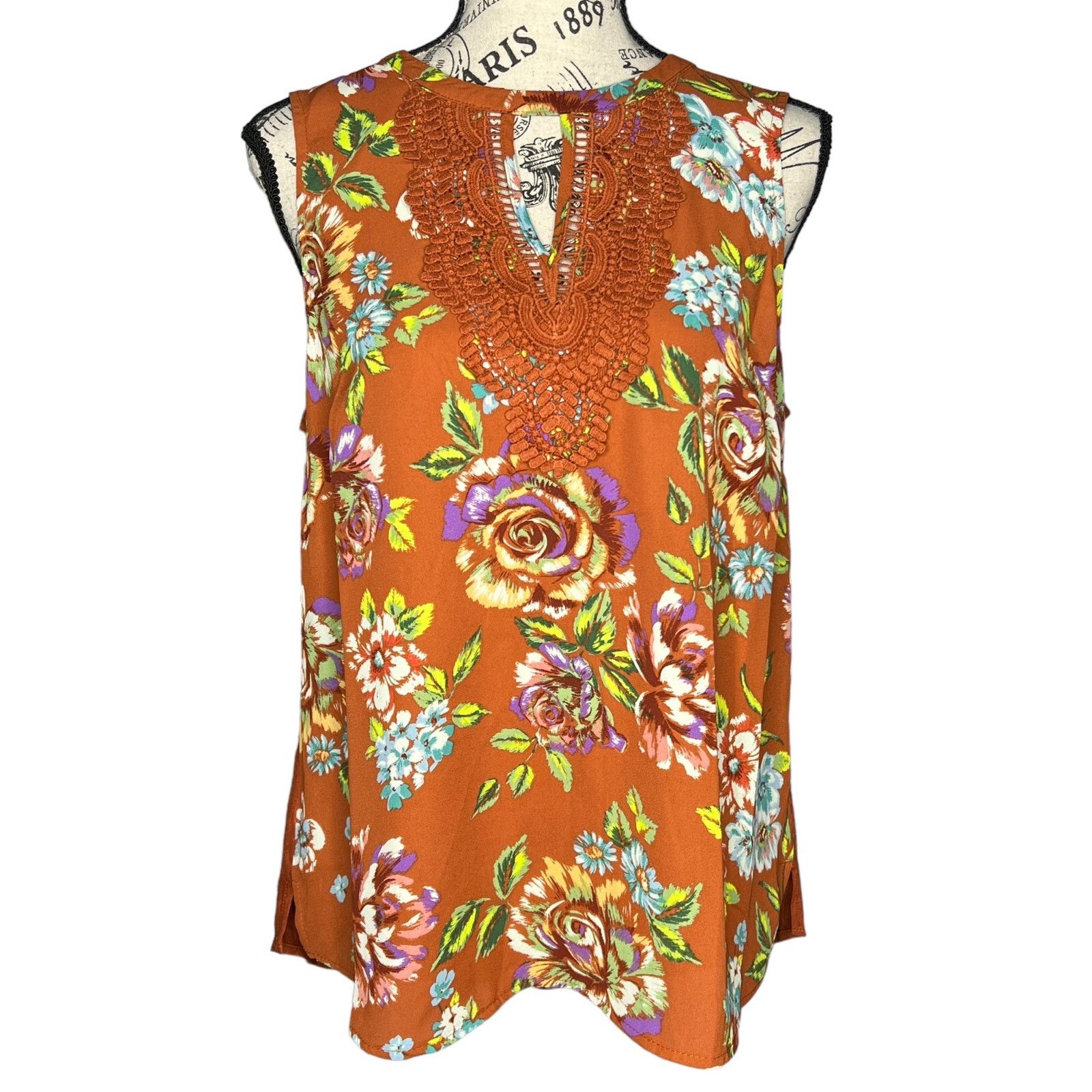 Other Quin Keyhole Crochet Blouse - Stitch Fix Mixed Material Top Size M / US 6-8 / IT 42-44 - 1 Thumbnail