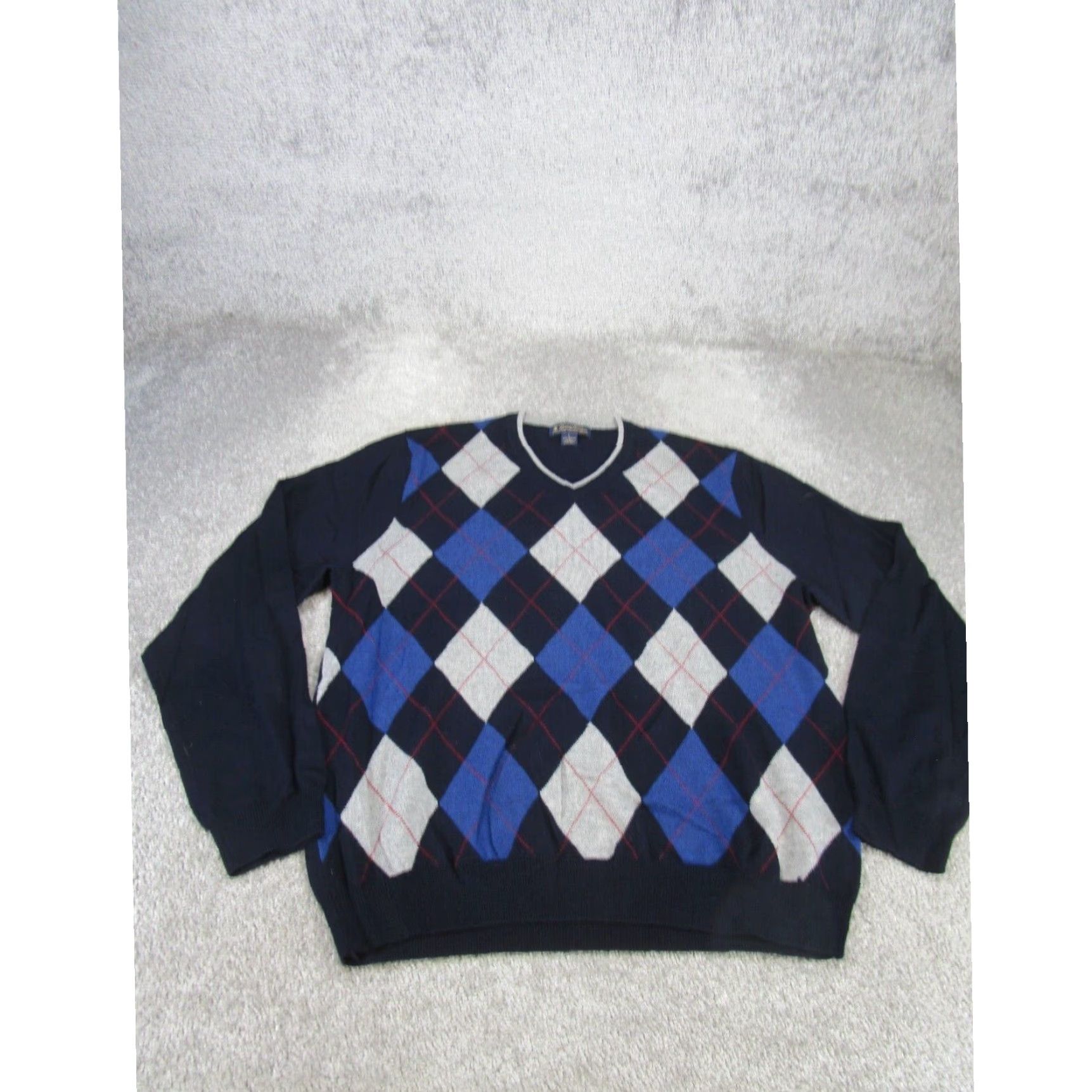 Brooks Brothers Brooks Brothers Mens Large Merino Wool Navy Blue Argyle Sweater Size US L / EU 52-54 / 3 - 1 Thumbnail