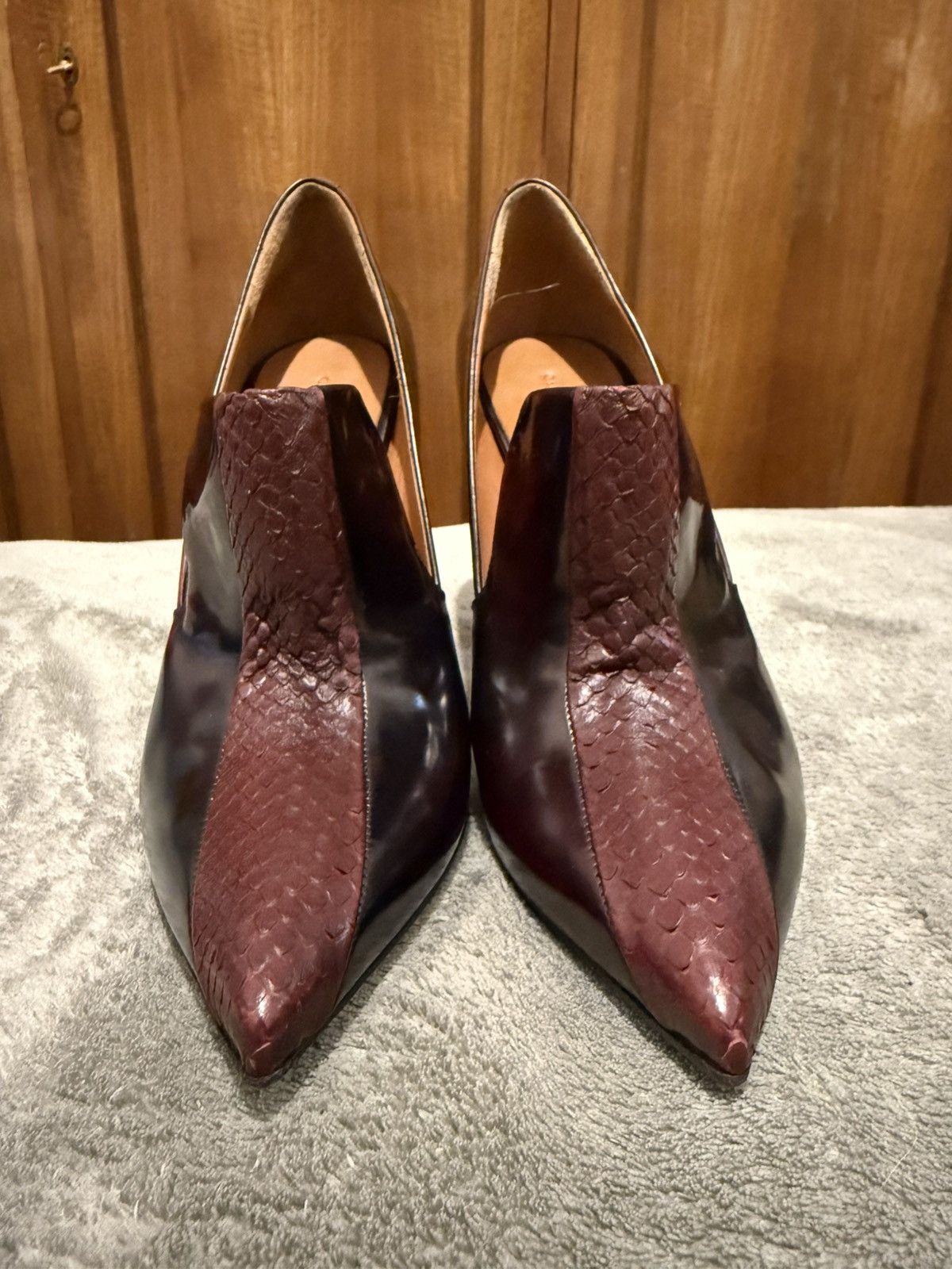 Celine Céline archive heels in pelle bordeaux e pitone. Size US 10 / IT 40 - 12 Thumbnail