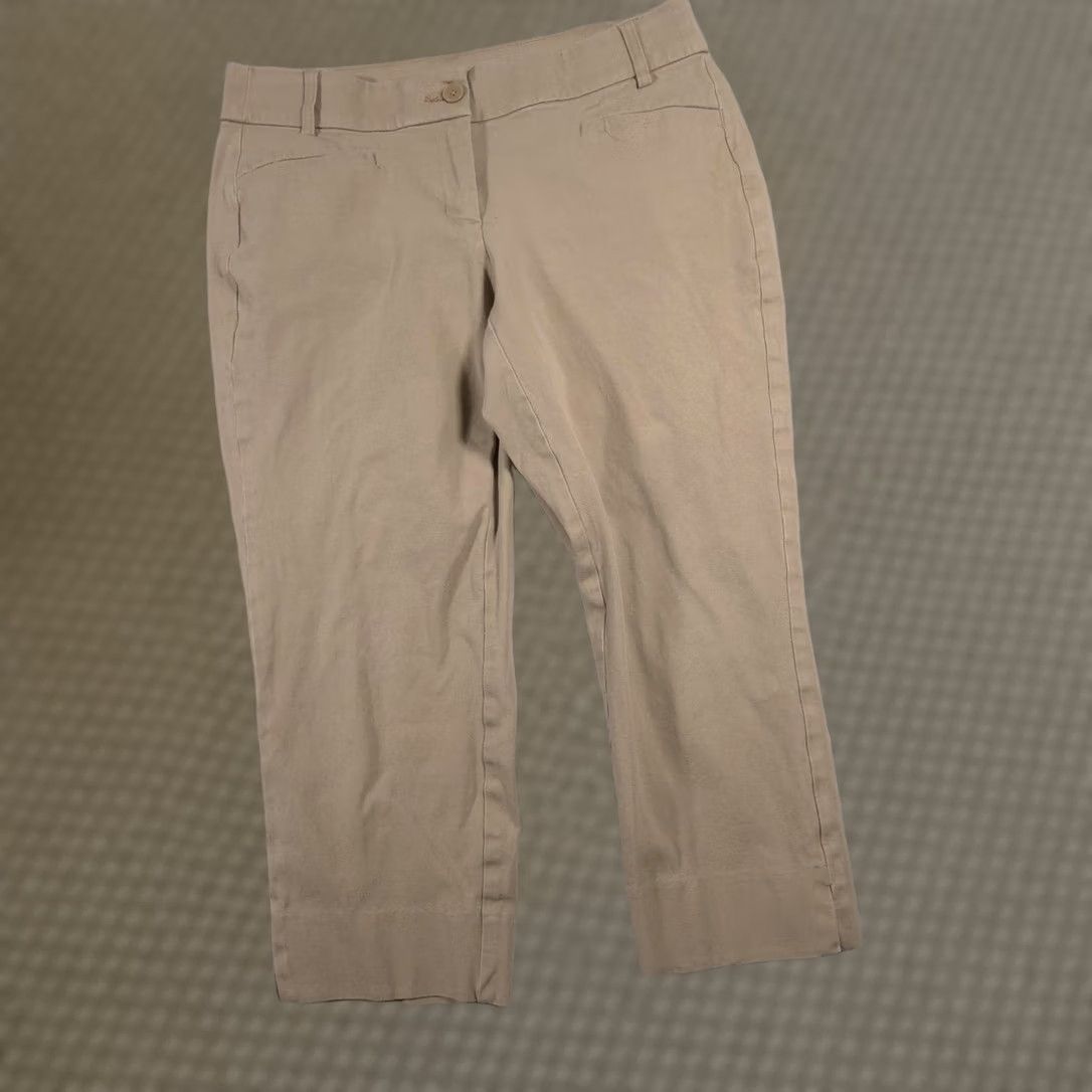 Vintage Lane Bryant Pants Womens 14 Khaki Beige Cropped Stretch Workwear Casual Theena Size 36" / US 14 / IT 50 - 1 Thumbnail