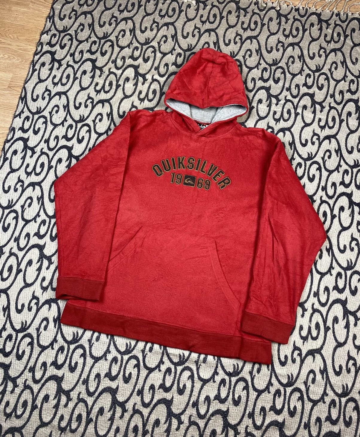 Billabong × Quiksilver Vintage 00s Quiksilver Big Logo Red Fleece Hoodie Y2K Size US L / EU 52-54 / 3 - 2 Thumbnail