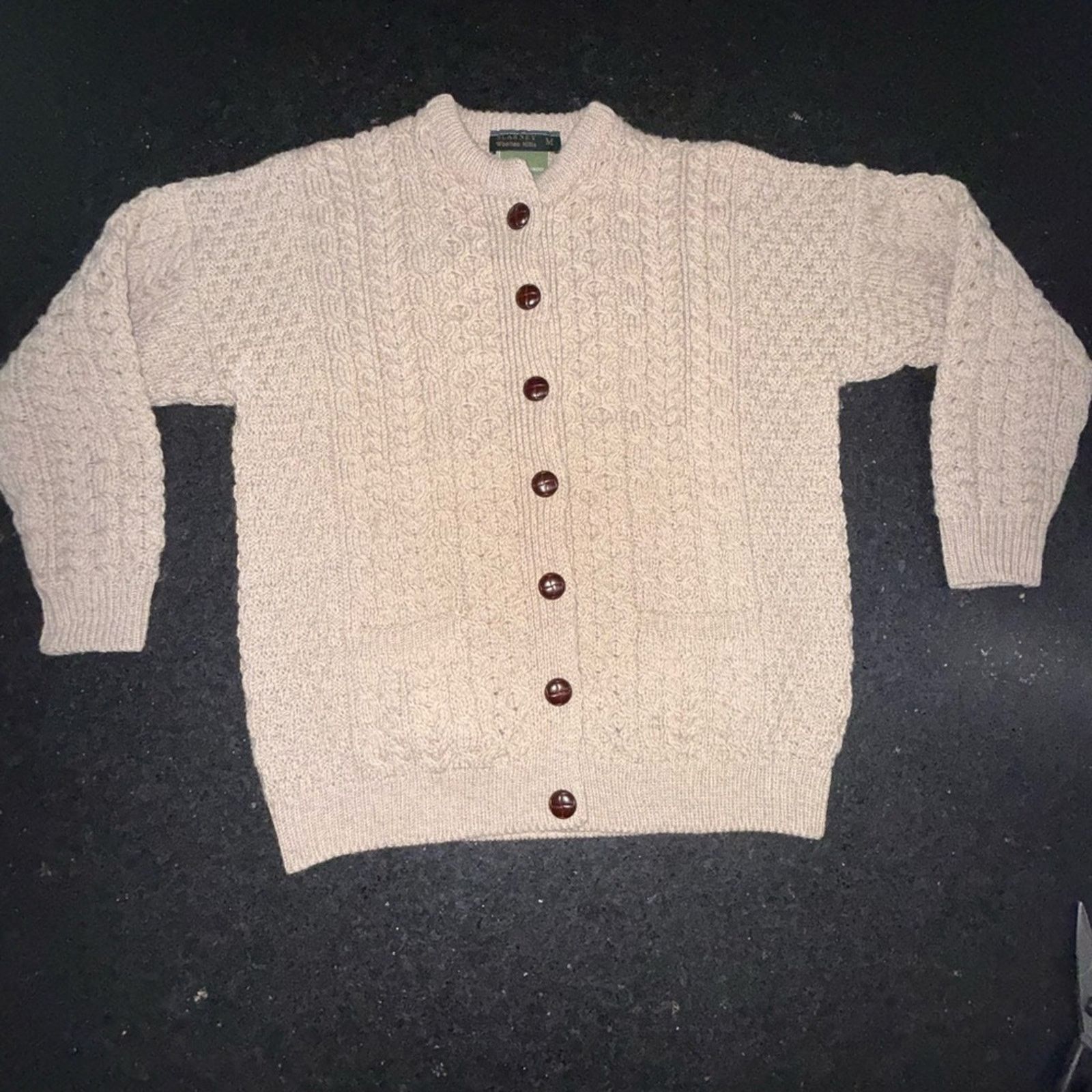 Other BLARNEY 100% MERINO IRISH WOOL IVORY BEIGE CABLE KNIT SZ MED Size M / US 6-8 / IT 42-44 - 2 Thumbnail