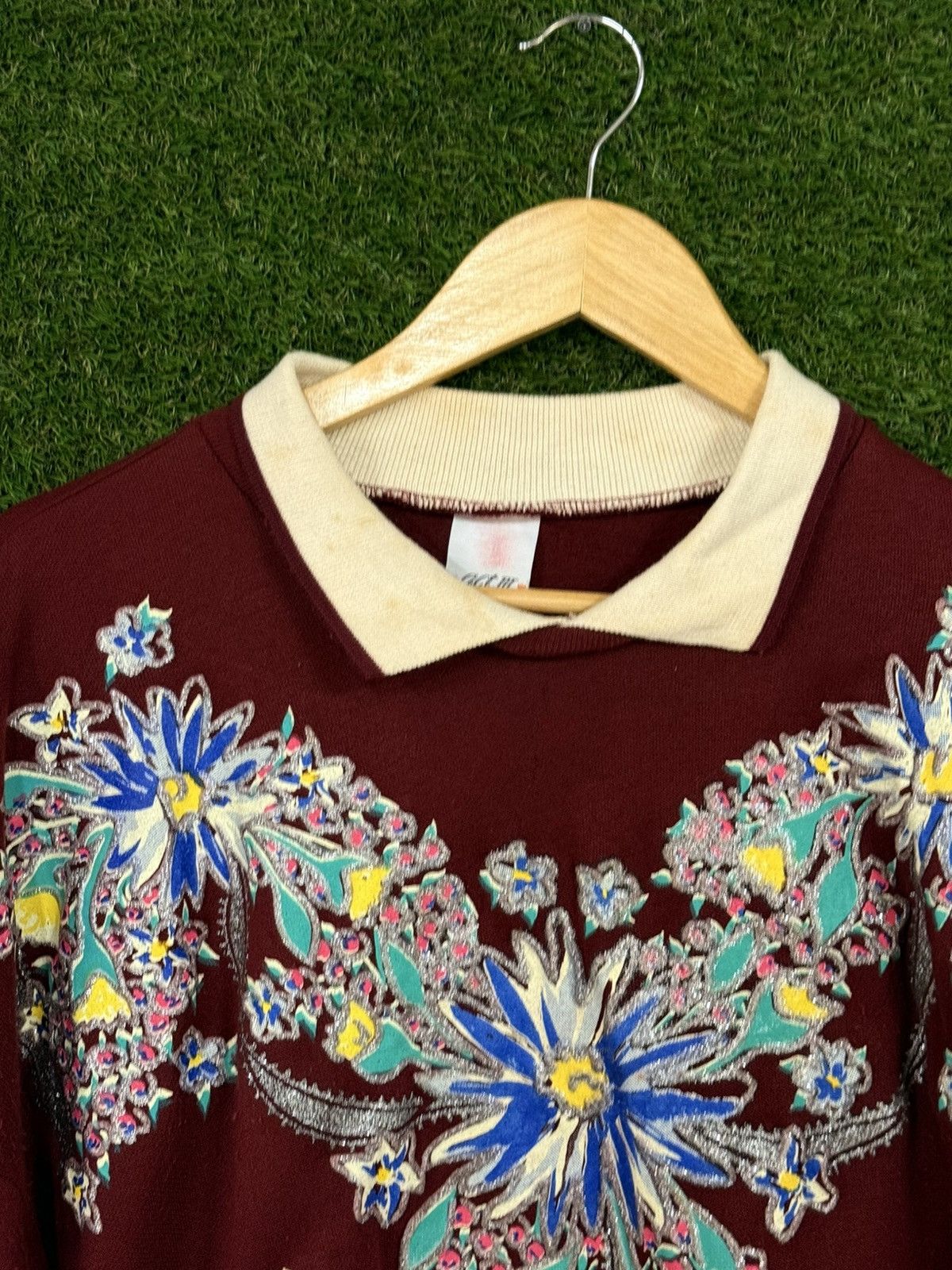 Vintage ART Flower Paint 90s Heavyweight Floral Retro Sweatshirt Size US M / EU 48-50 / 2 - 5 Thumbnail