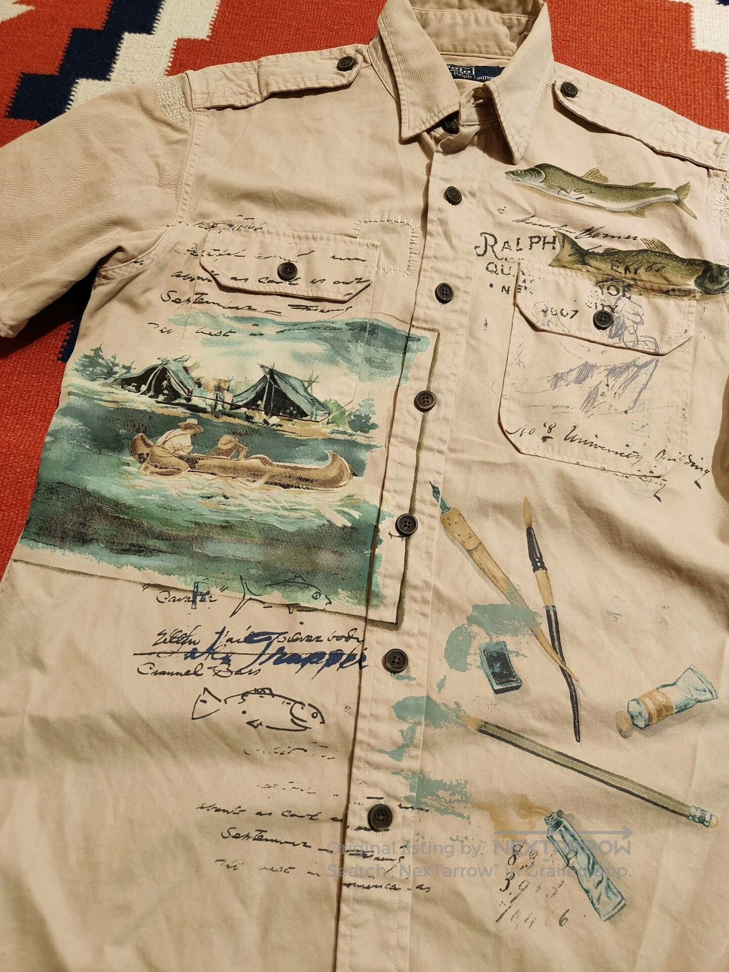 Polo Ralph Lauren Vintage RL Fishing Patch Short Sleeve Shirt. Size US S / EU 44-46 / 1 - 2 Thumbnail