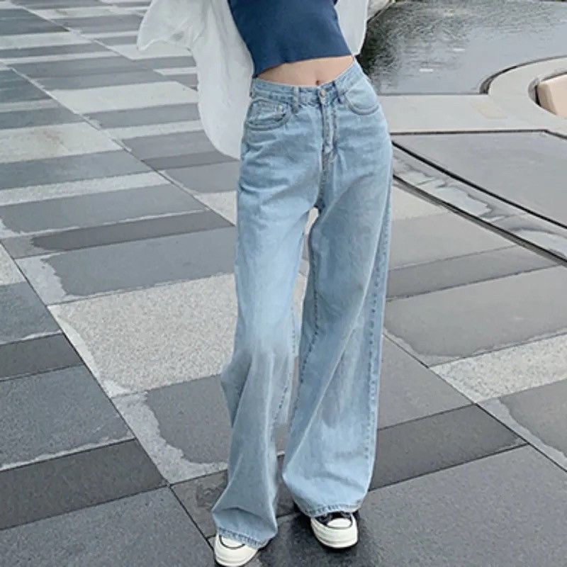 Women Denim Pants Vintage Straight Trousers