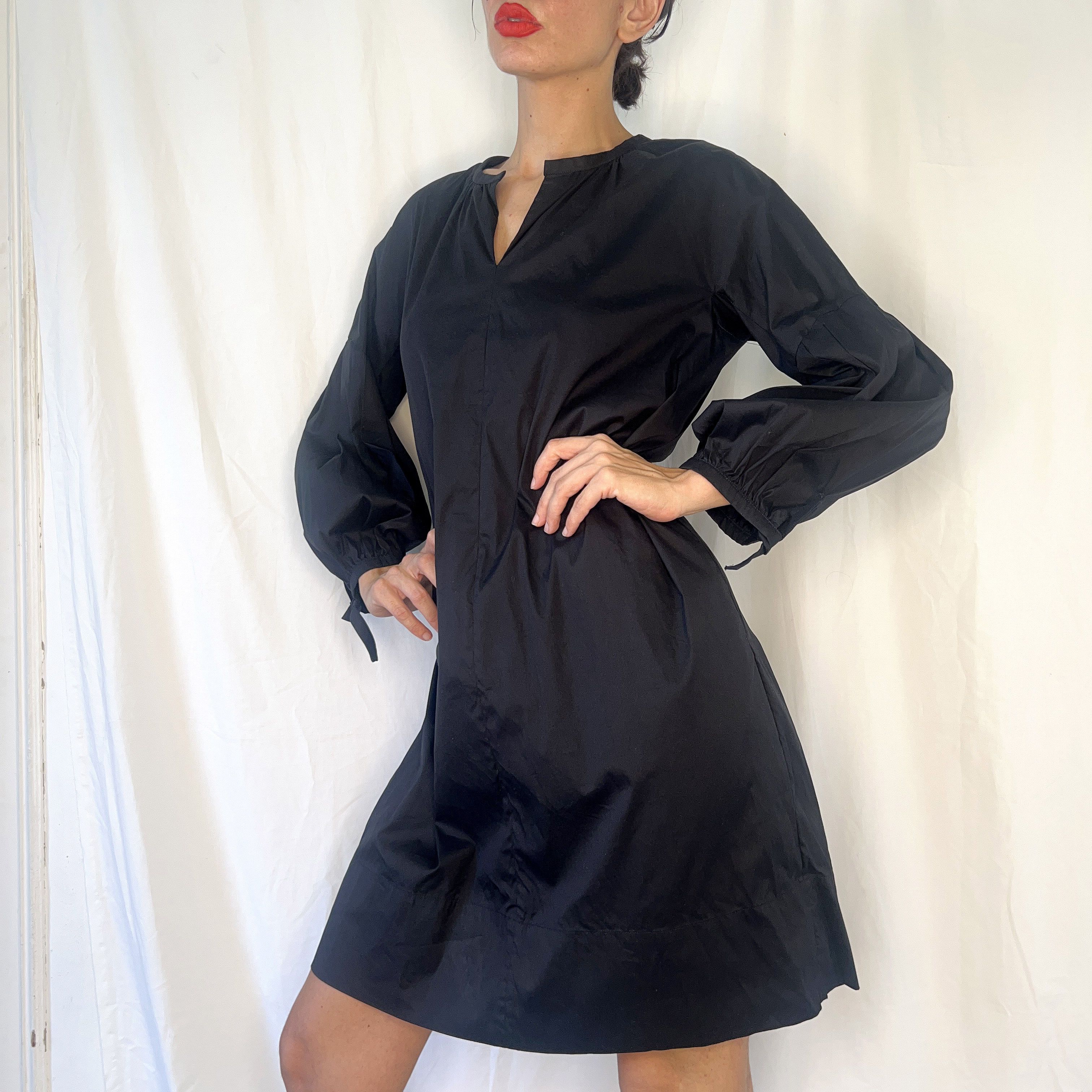 Max Mara S' Max Mara Black Cotton Summer Dress Size M / US 6-8 / IT 42-44 - 3 Thumbnail