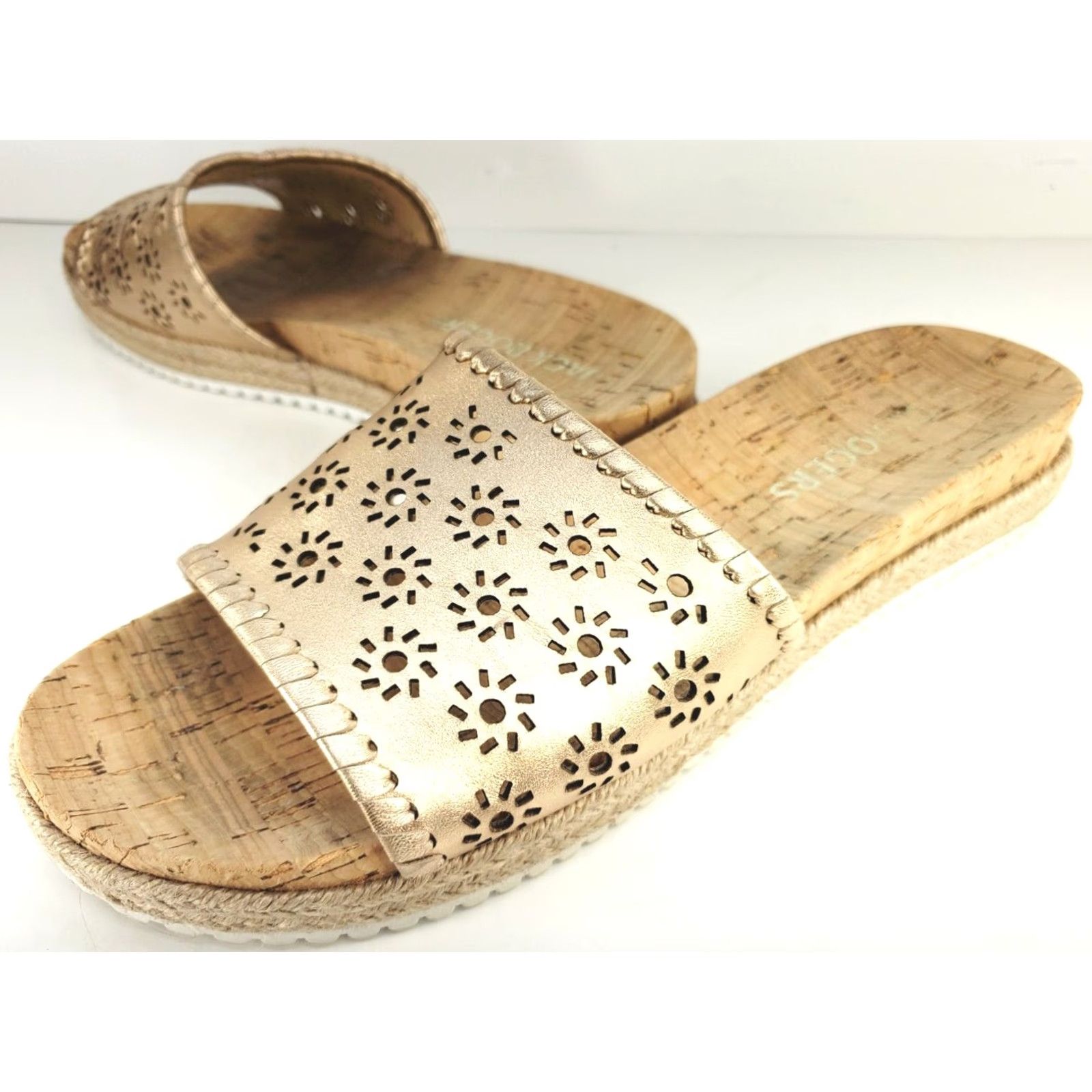Jack Rogers Jack Rogers Women's 9M Metallic Floral Perforated Espadrille Cork Slide Sandal Size US 9 / IT 39 - 2 Thumbnail