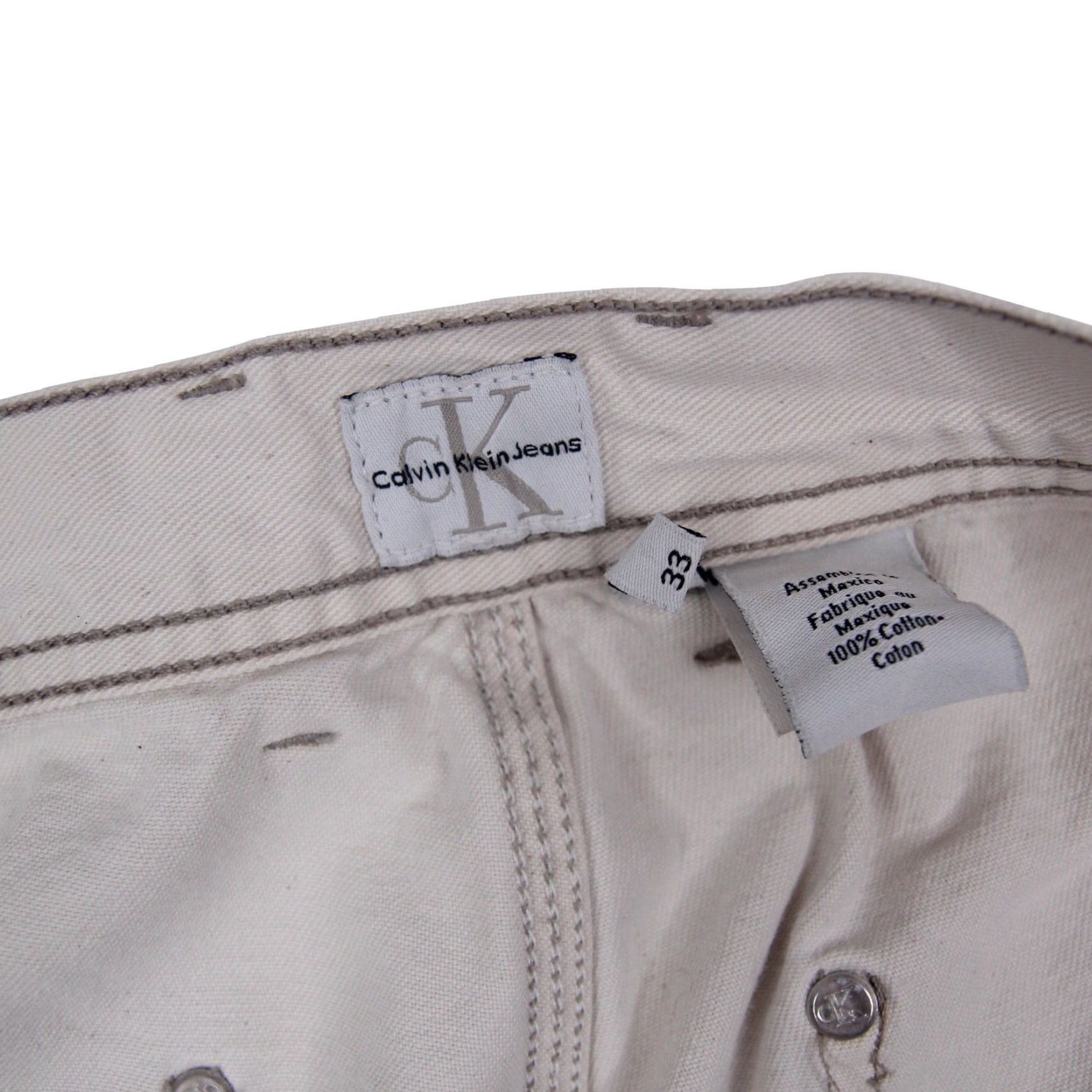 Calvin Klein VINTAGE Calvin Klein Mens Jean Shorts 33 Tan Y2k Patch 9/10 Shirts? Size US 33 - 4 Thumbnail