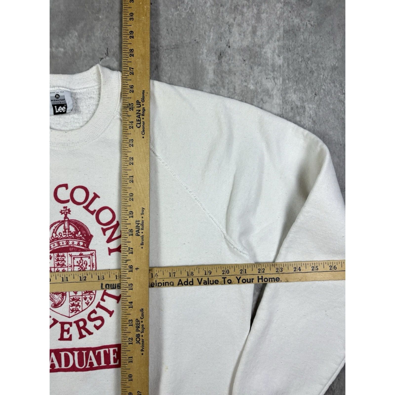 Lee VINTAGE Lee Sweatshirt University Raglin Graphic Print Large L White Men Pullover 80s 90s Size US L / EU 52-54 / 3 - 7 Thumbnail