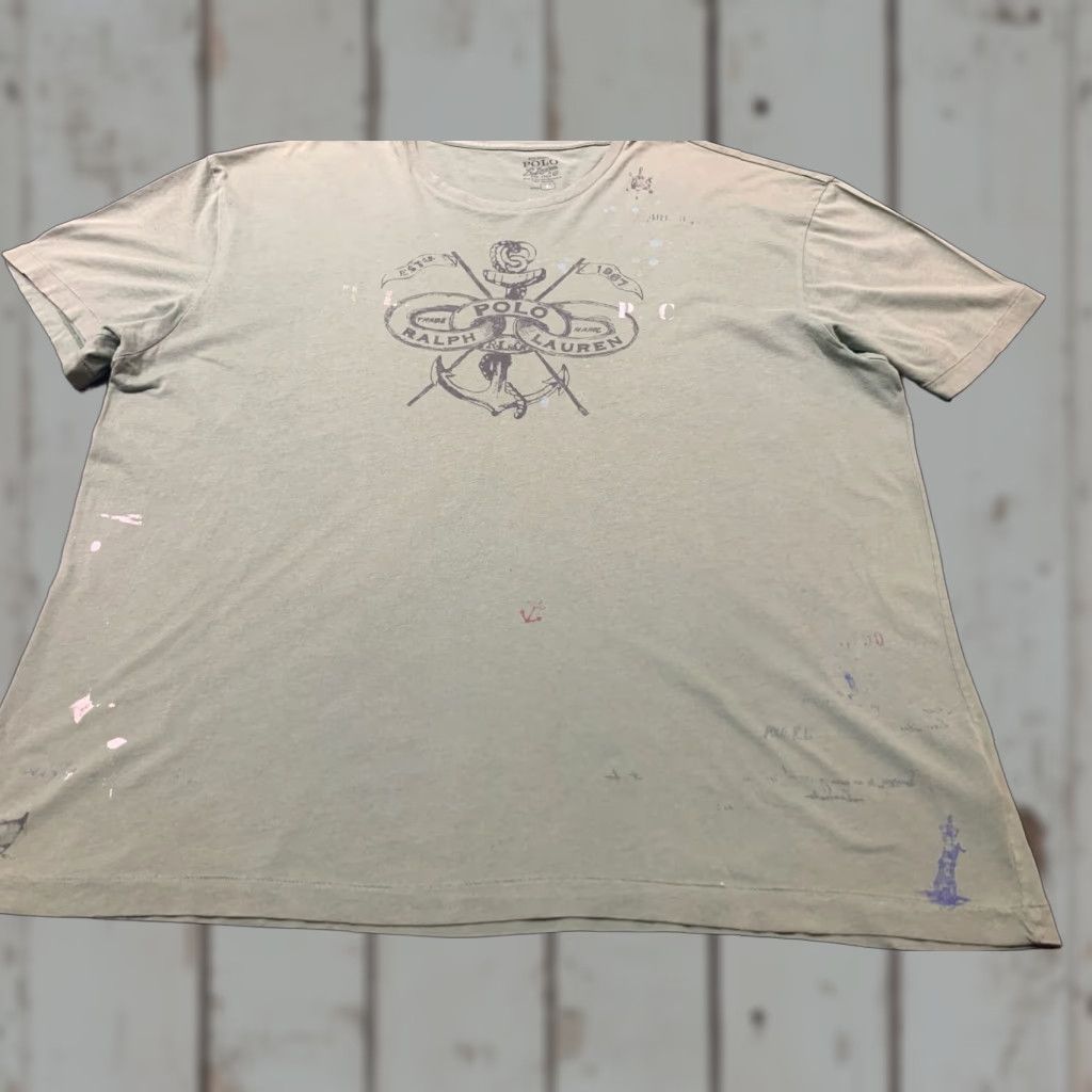 Polo Ralph Lauren Polo Ralph Lauren Mens Large Green Nautical Short Sleeve Crew Neck T-Shirt Size US L / EU 52-54 / 3 - 1 Thumbnail