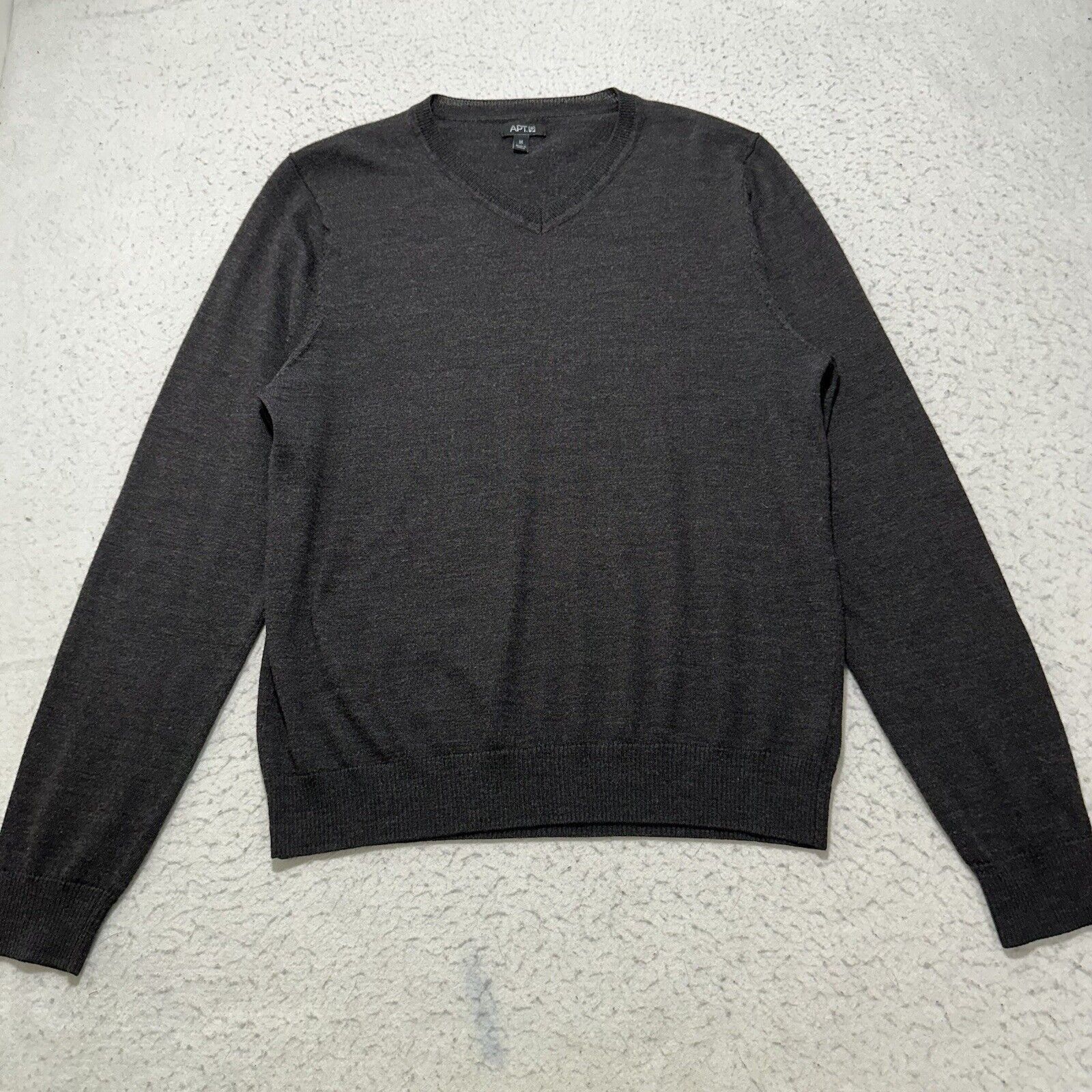 Apt. 9 Apt. 9 Medium Dark Gray V-Neck Wool Blend Knit Sweater Size M / US 6-8 / IT 42-44 - 1 Thumbnail