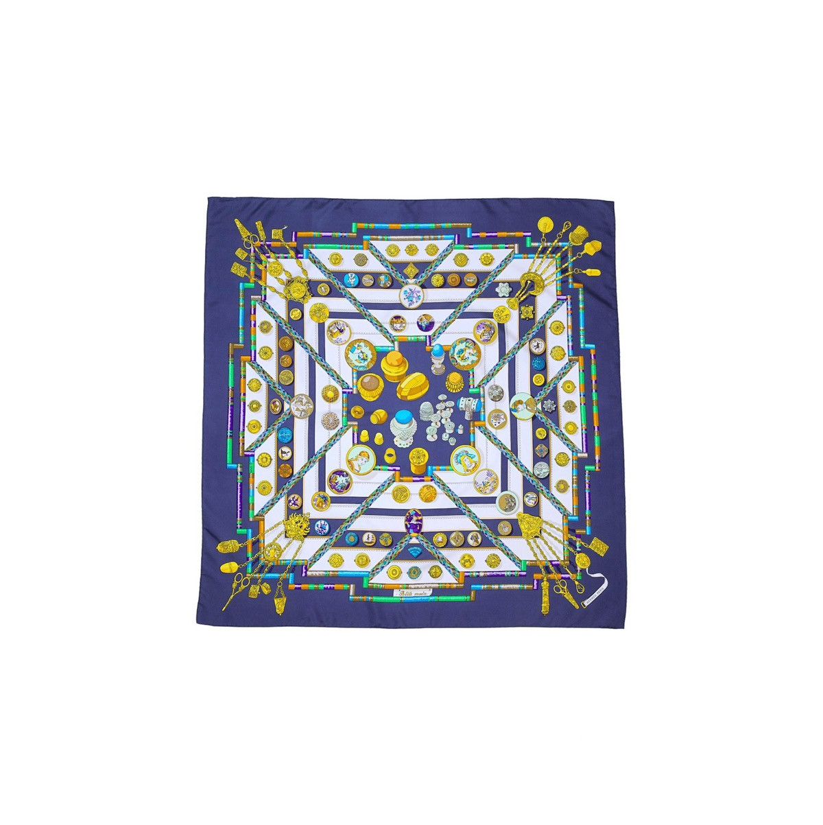 image of Hermes Carre 90 "petite Main" Silk Scarf Shawl in Grey, Women's