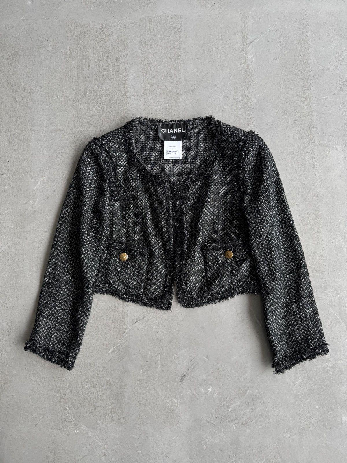 Chanel Chanel - Black Cropped Tweed Jacket Size XS / US 0-2 / IT 36-38 - 1 Thumbnail