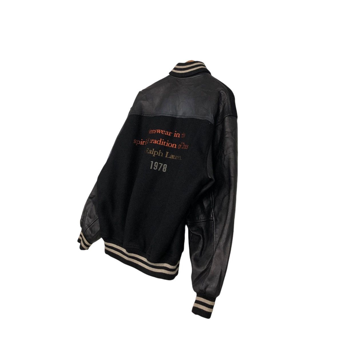 Ralph Lauren 🔥VINTAGE BOMBER JACKET LEATHER CHAPS RALPH LAUREN BIG LOGO Size US M / EU 48-50 / 2 - 12 Thumbnail