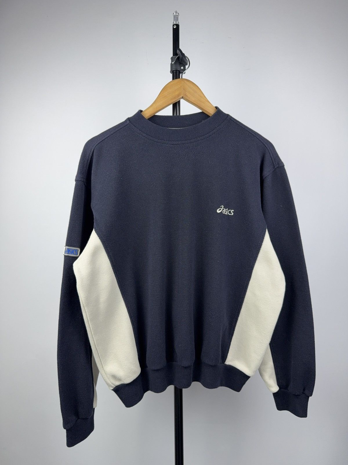 Asics Vintage 90s Retro Asics Retro Crewneck Sweatshirt Navy Size US S / EU 44-46 / 1 - 1 Thumbnail
