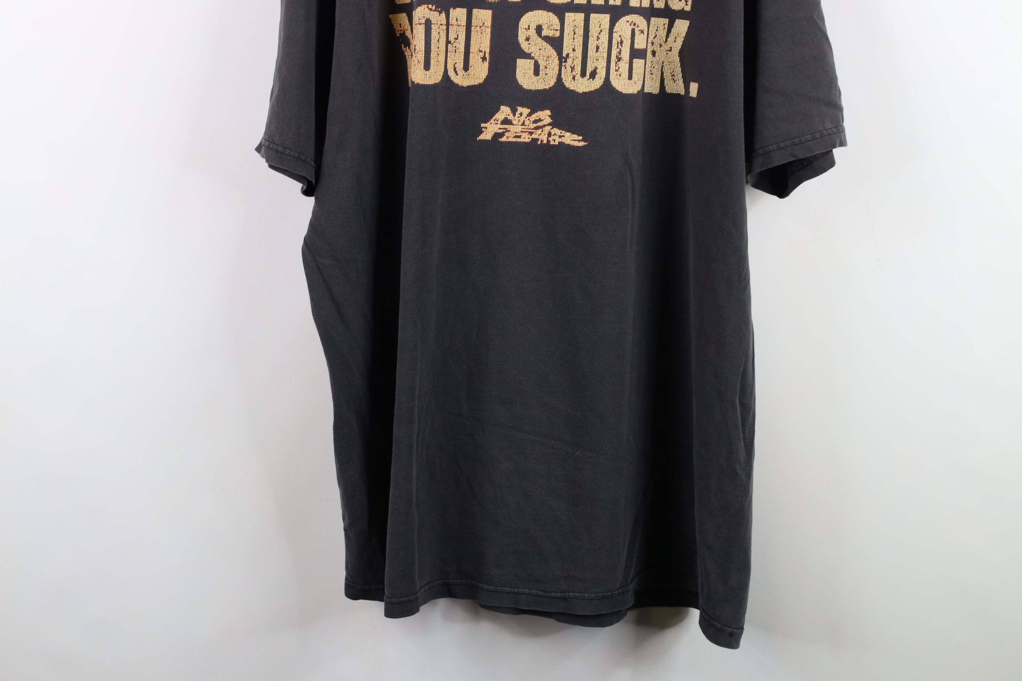 Vintage Vintage 90s No Fear Spell Out You Suck Racing T-Shirt Black Size US XL / EU 56 / 4 - 14 Thumbnail