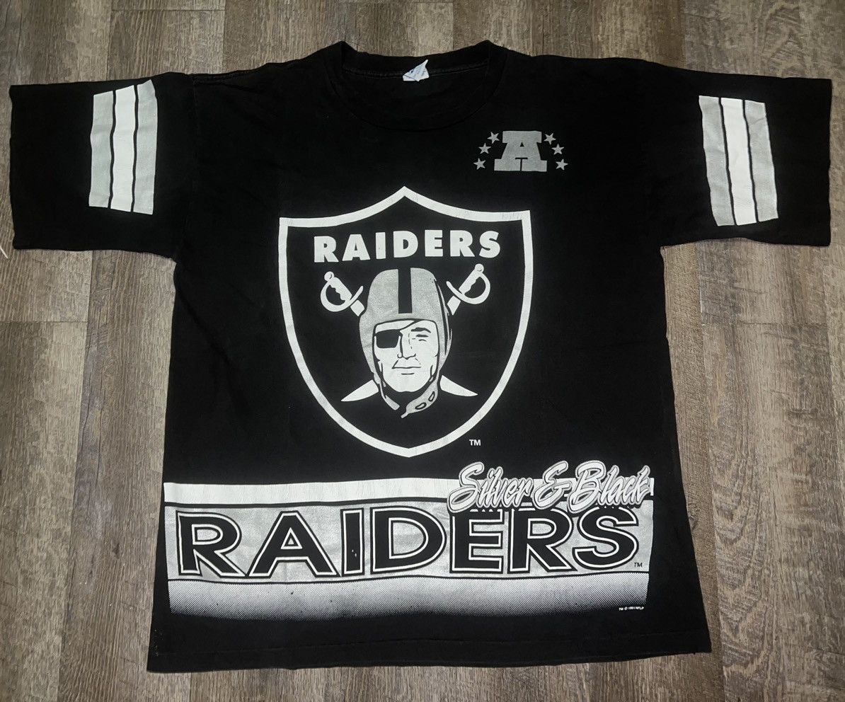 Vintage Raiders All Over Print Salem Shirt size XL 1991