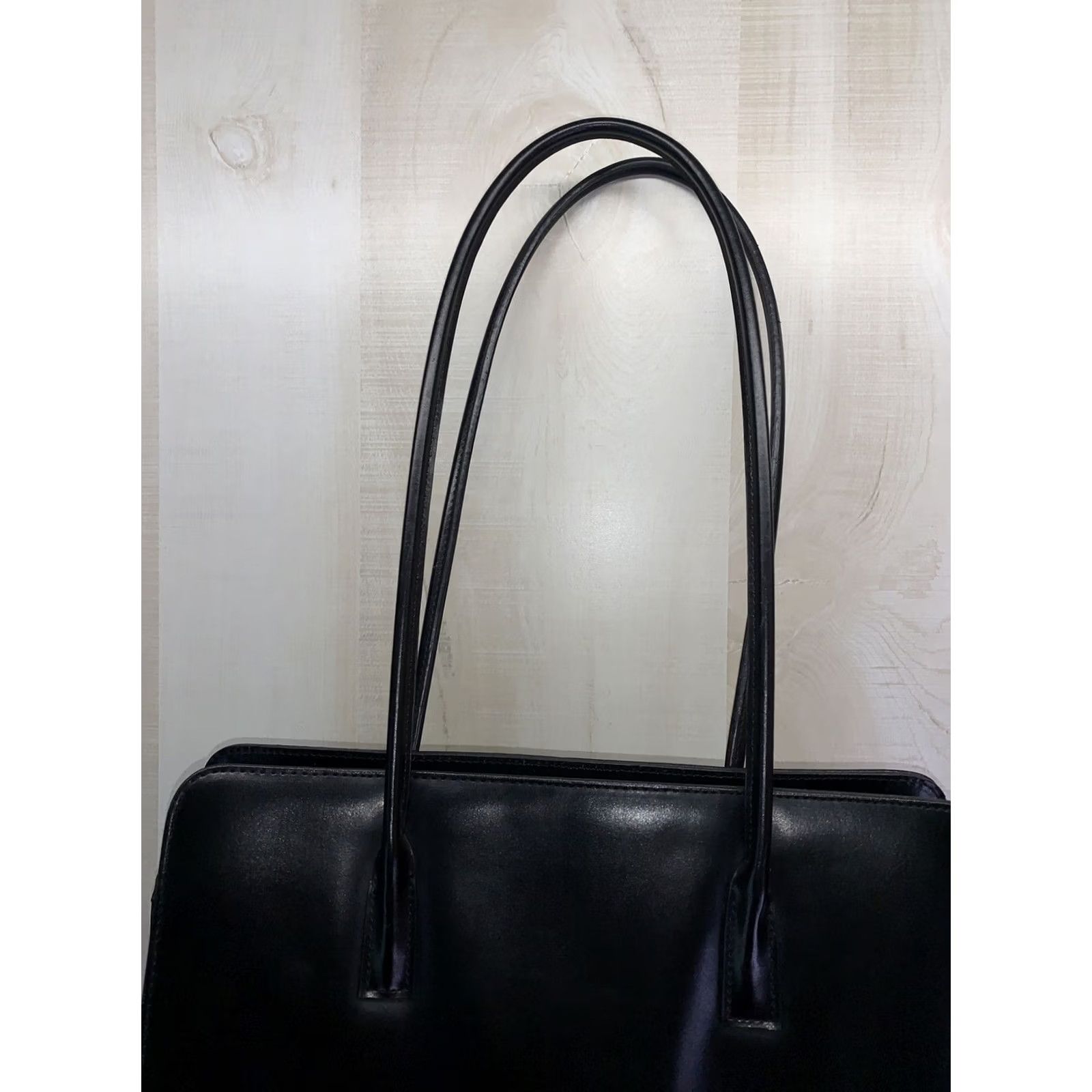 Doublet VINTAGE Black Faux Leather Double Handle Bag Purse Shoulder Bag Womens Medium Square Zip Closure Size ONE SIZE - 7 Thumbnail